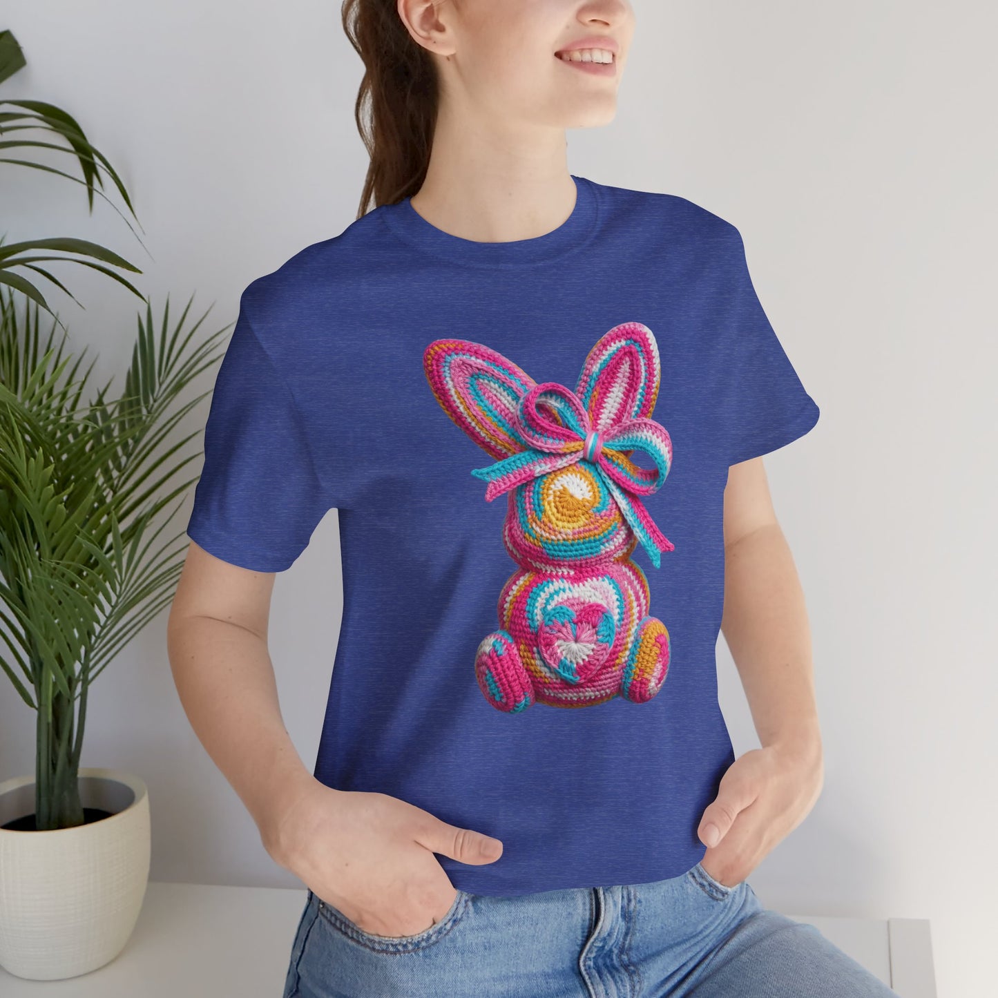 Crochet Easter Bunny with Heart Detail Spring Design T-shirt