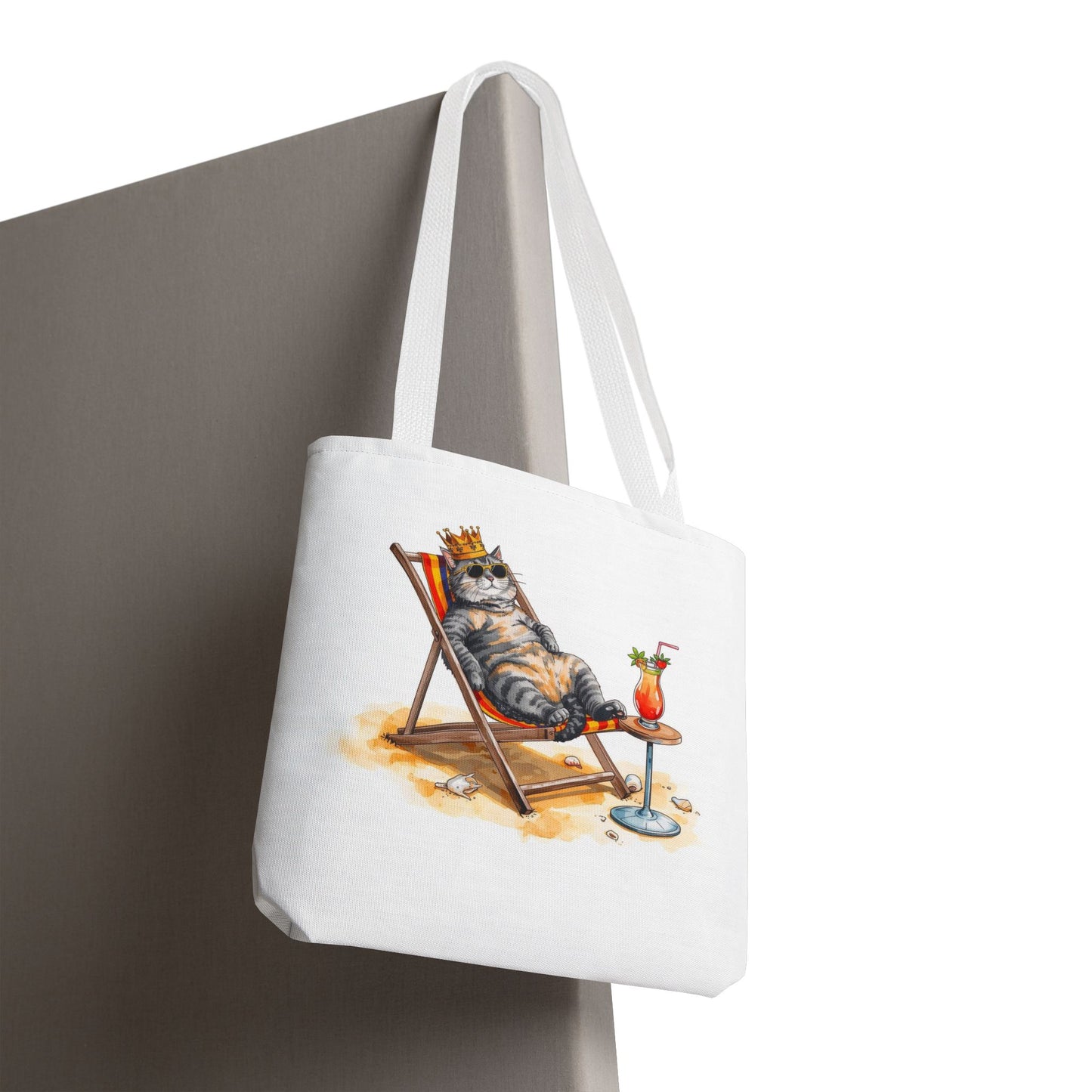 Living the Good Life Cat Playful Animal Illustration Cotton Canvas Tote Bag