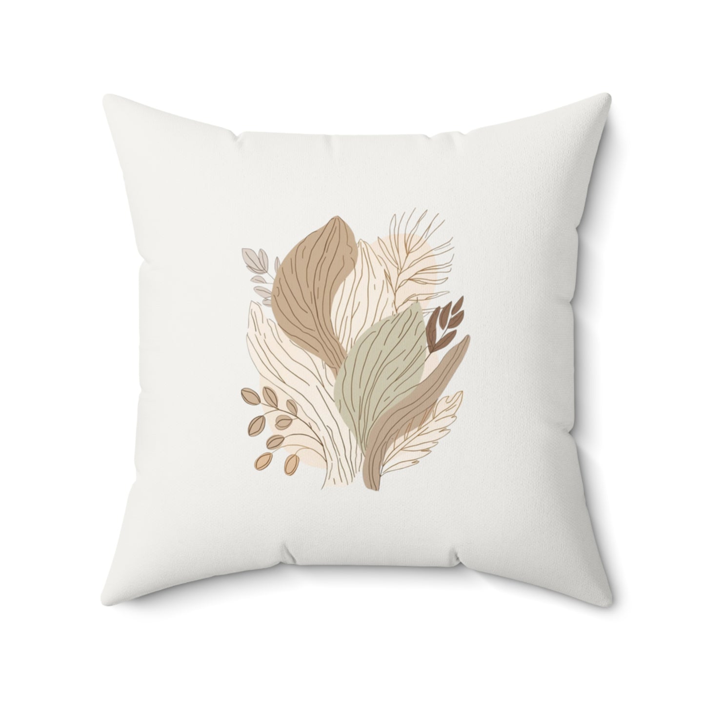 Minimalist Botanical Throw Pillow - Quiet Botanicals No. 13 — Neutral Watercolor Wildflowers Square Throw Pillow