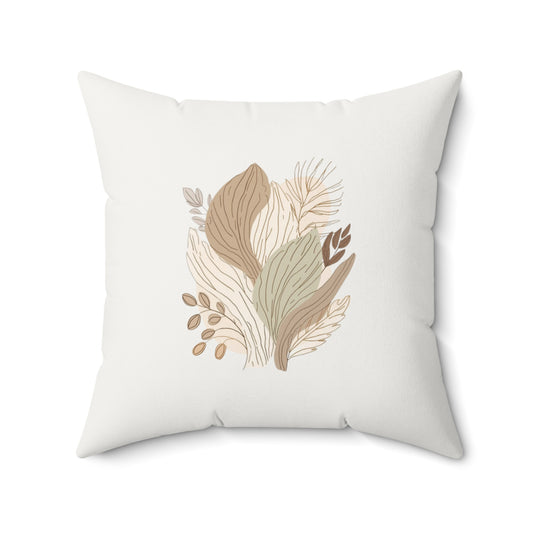 Minimalist Botanical Throw Pillow - Quiet Botanicals No. 13 — Neutral Watercolor Wildflowers Square Throw Pillow