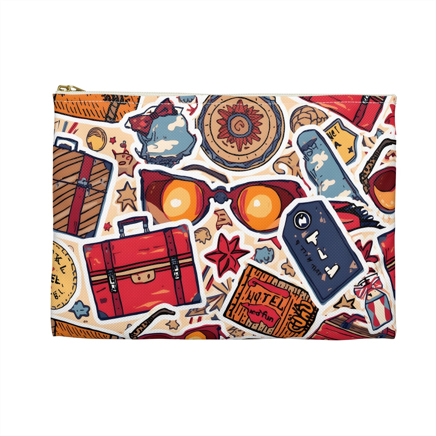 Vacation Stickers Collage Travel & Passport Pouch