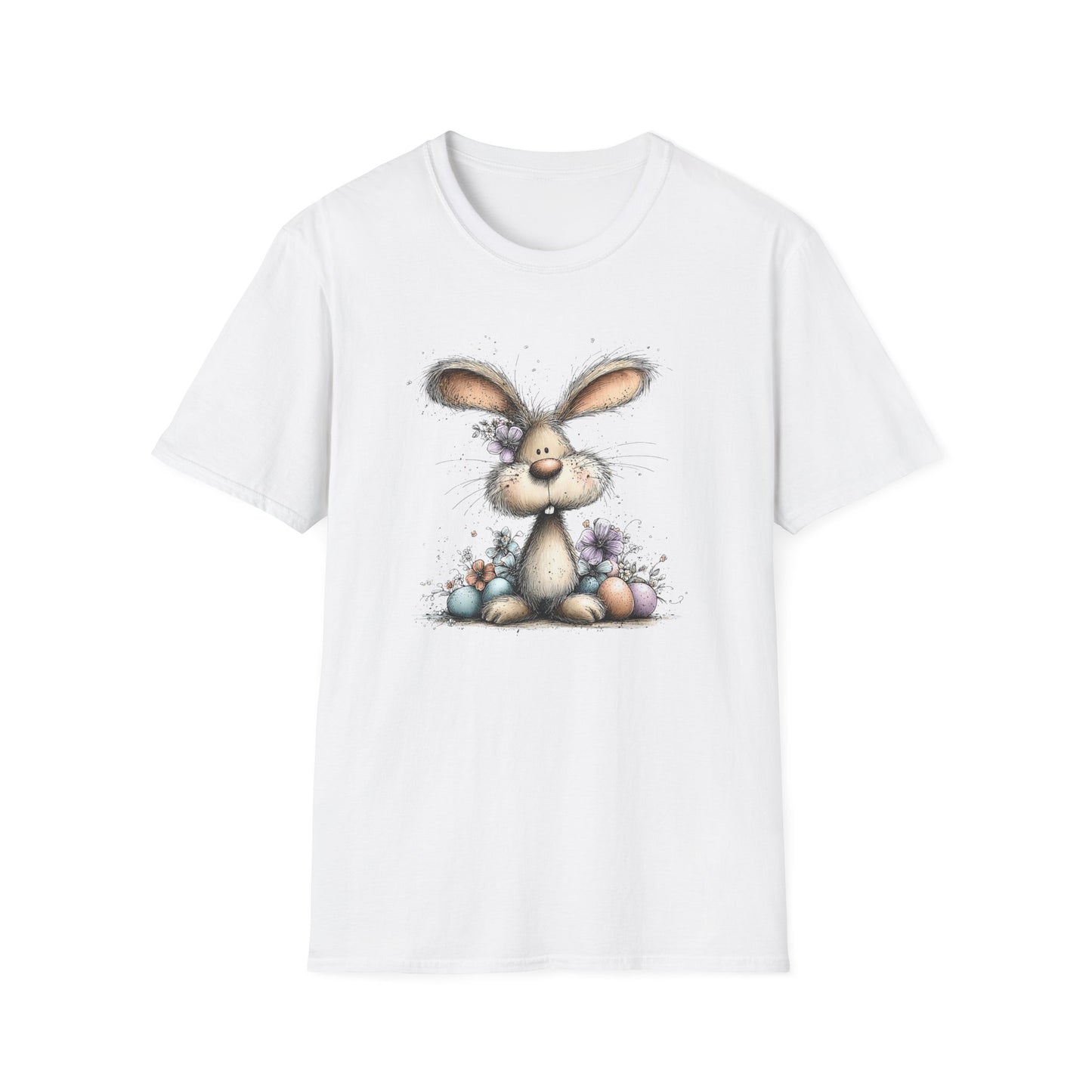 Cute Spring Easter Bunny T-Shirt – Soft Playful Illustration