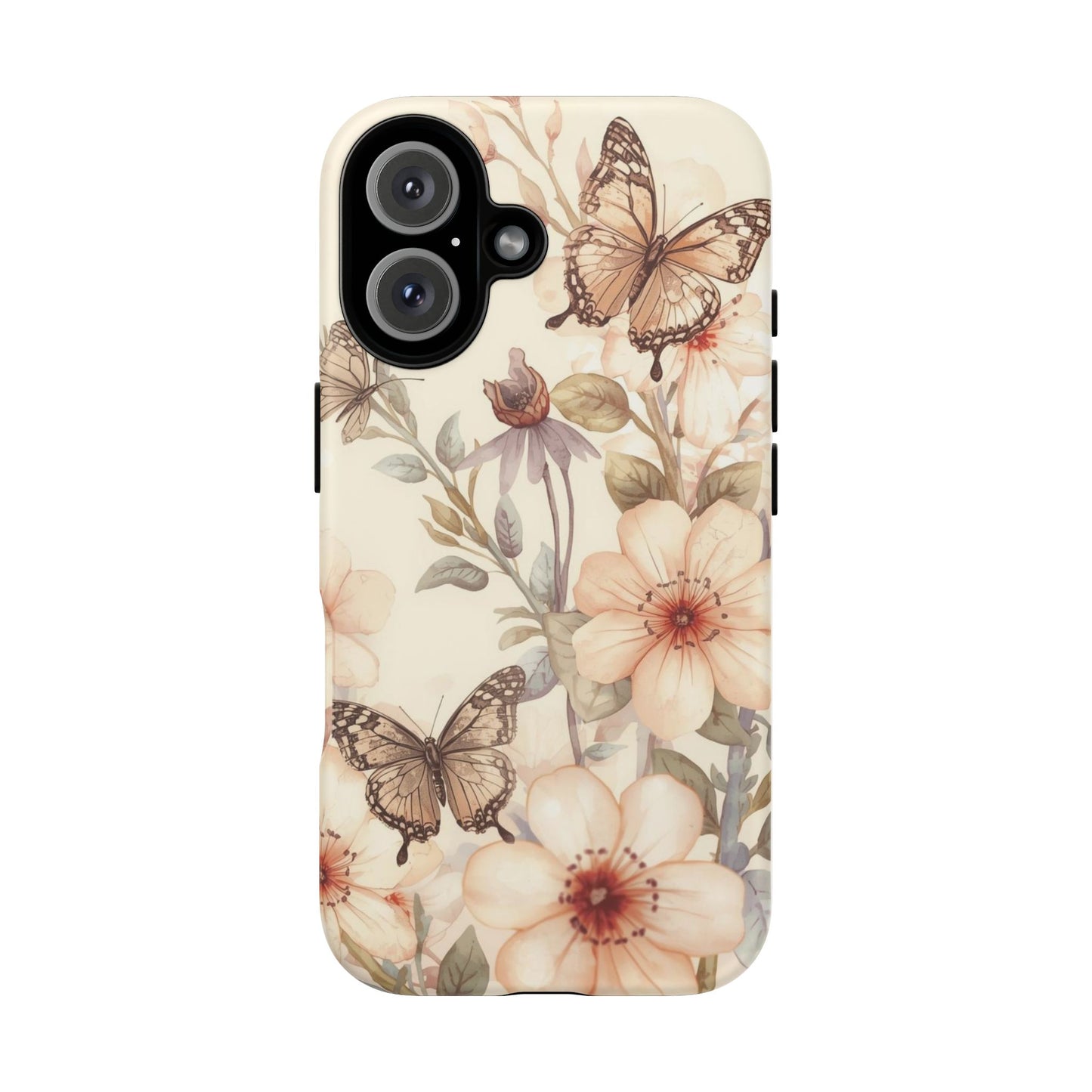 Soft Butterfly & Floral Illustration Tough Protective iPhone Cover