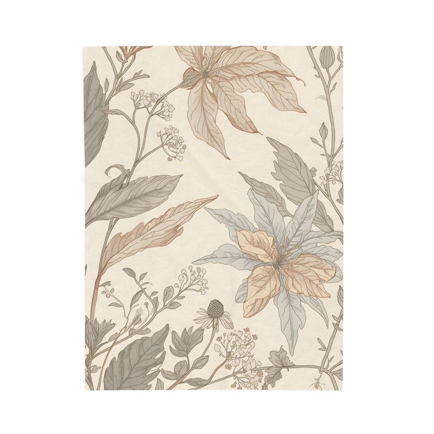 Botanical Calm Velveteen Throw Blanket