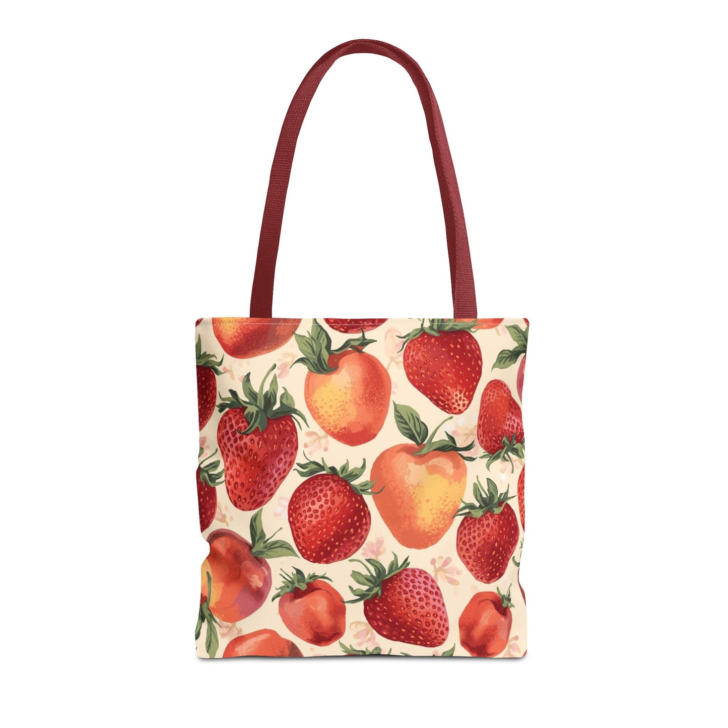Strawberry Delight Playful Fruit Pattern Cotton Canvas Tote Bag