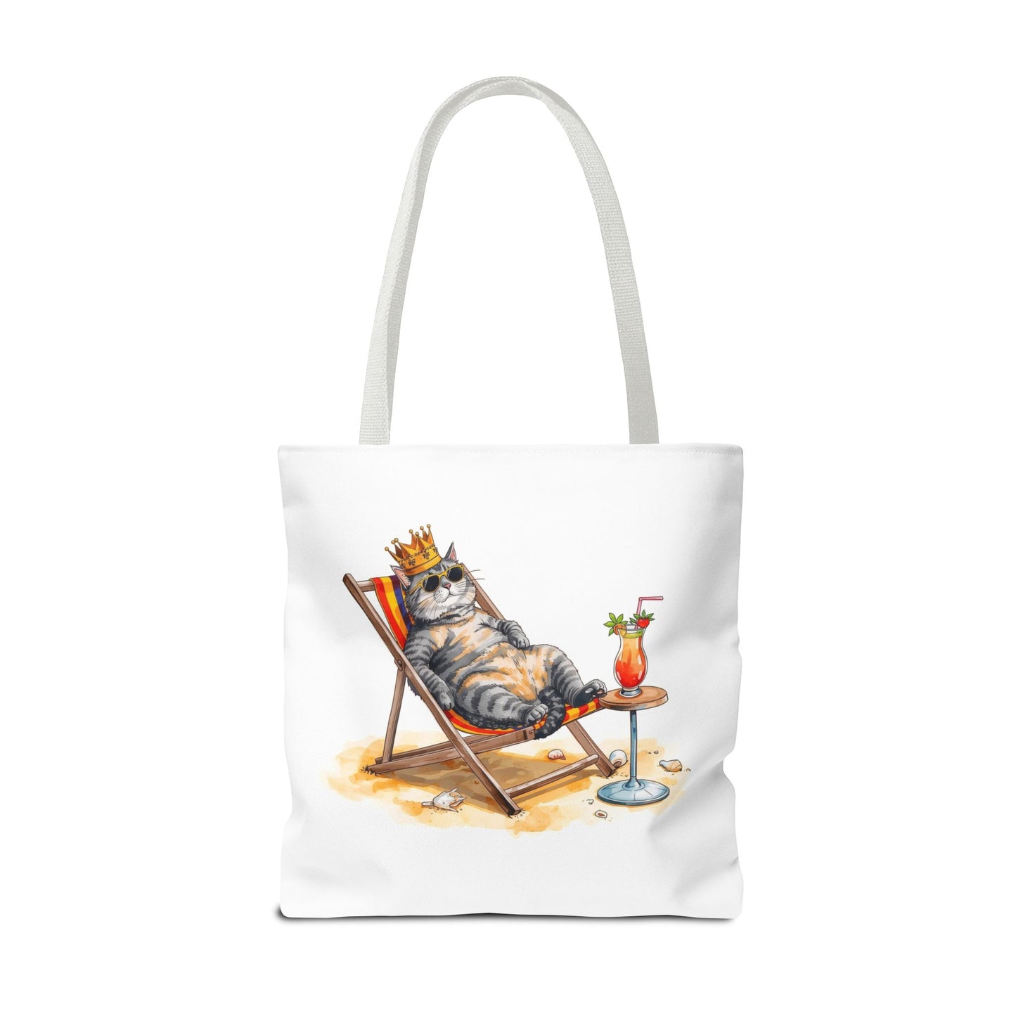 Living the Good Life Cat Playful Animal Illustration Cotton Canvas Tote Bag