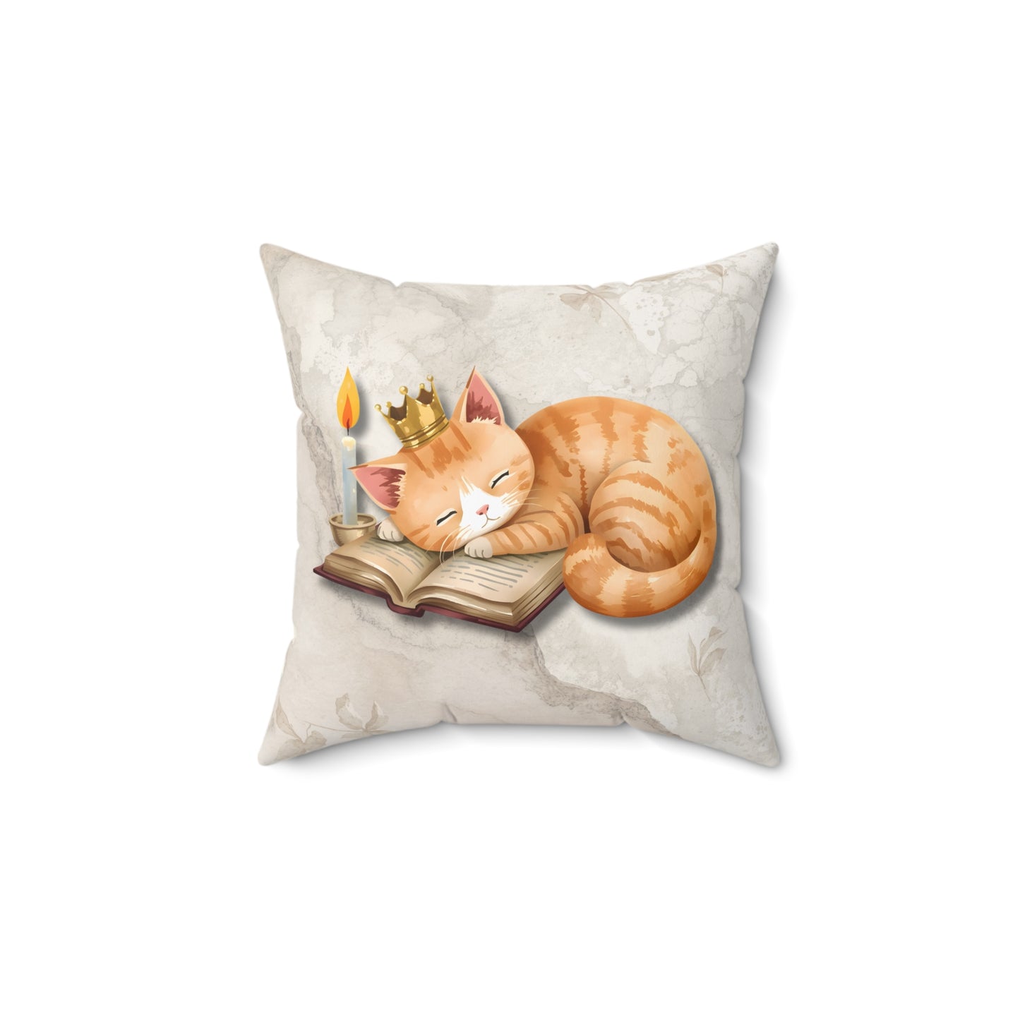 Once Upon a Nap Storytime Sleeping Ginger Cat Lover Gift Decorative Throw Pillow