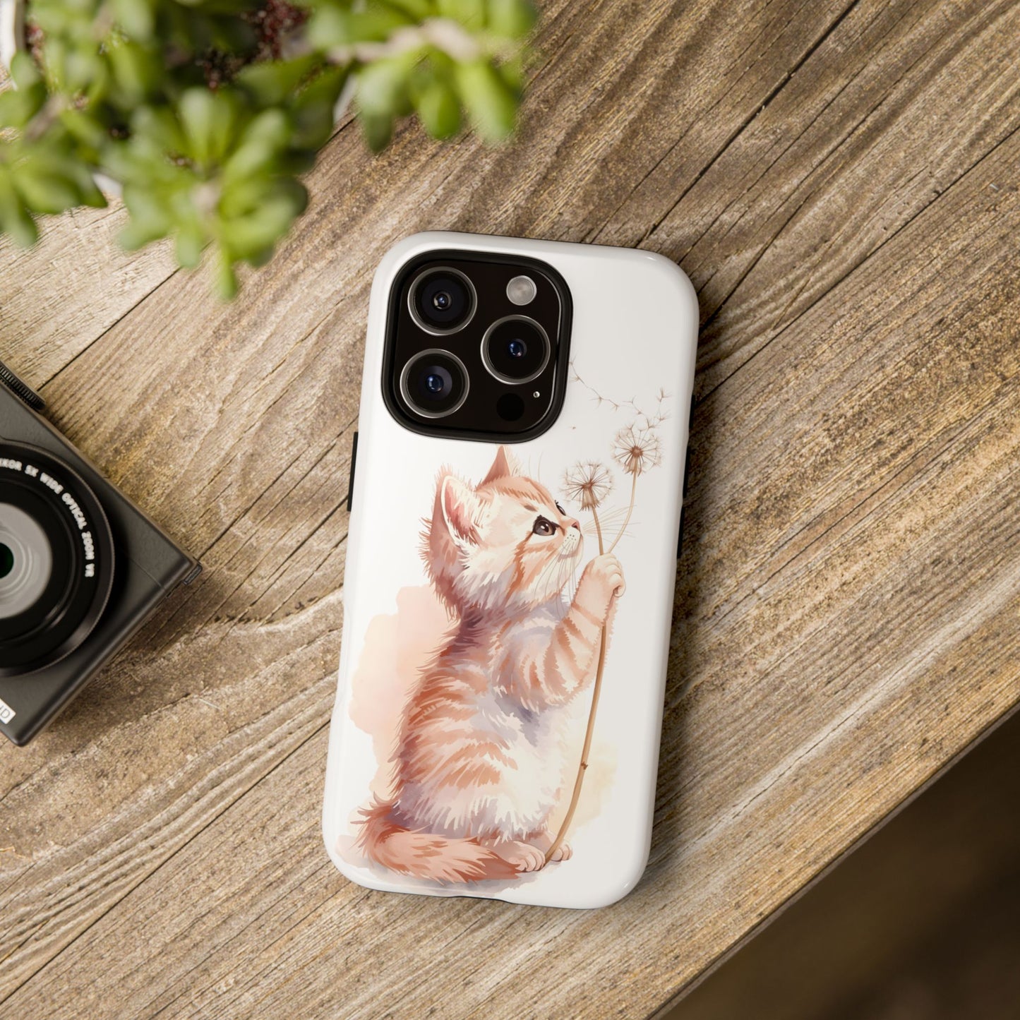 Poetic Kitten with Dandelion Tough Protective iPhone Case
