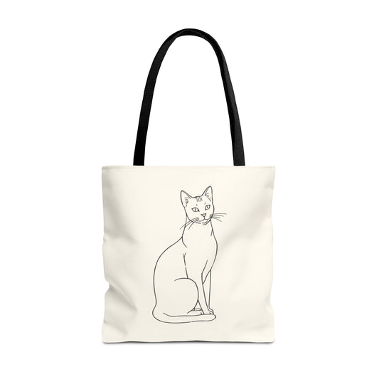 Minimalist Cat Line Art Modern Simplicity Cotton Canvas Tote Bag