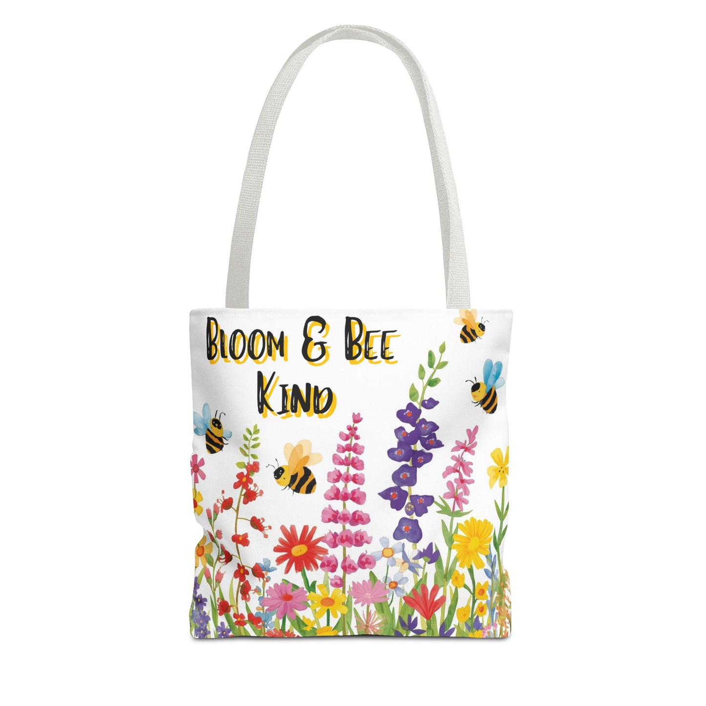 Bloom & Bee Kind Floral Bee Illustration Cotton Canvas Tote Bag