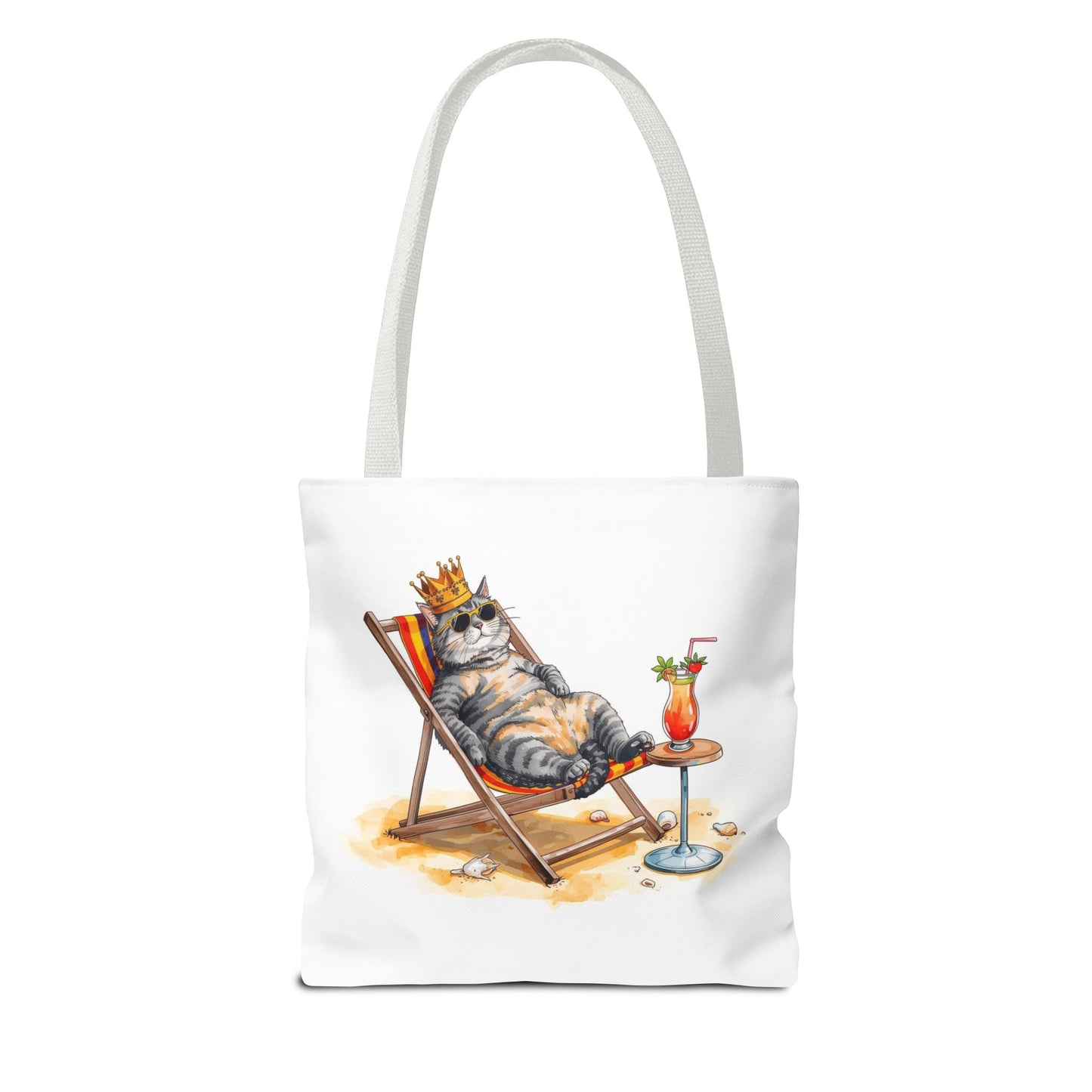Living the Good Life Cat Playful Animal Illustration Cotton Canvas Tote Bag