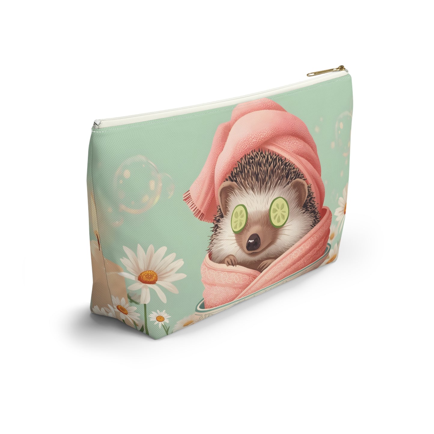Hedgehog Spa Day Cosmetic Pouch | Cute Makeup Bag