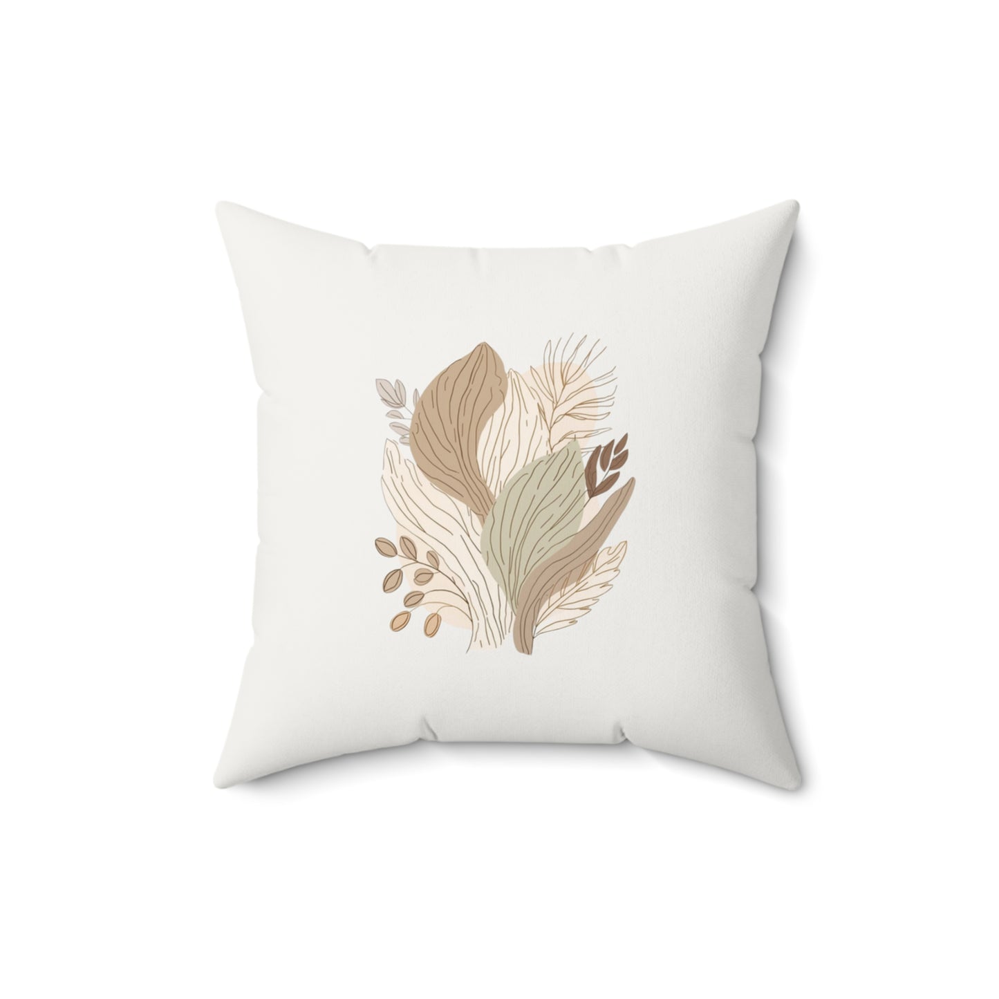 Minimalist Botanical Throw Pillow - Quiet Botanicals No. 13 — Neutral Watercolor Wildflowers Square Throw Pillow