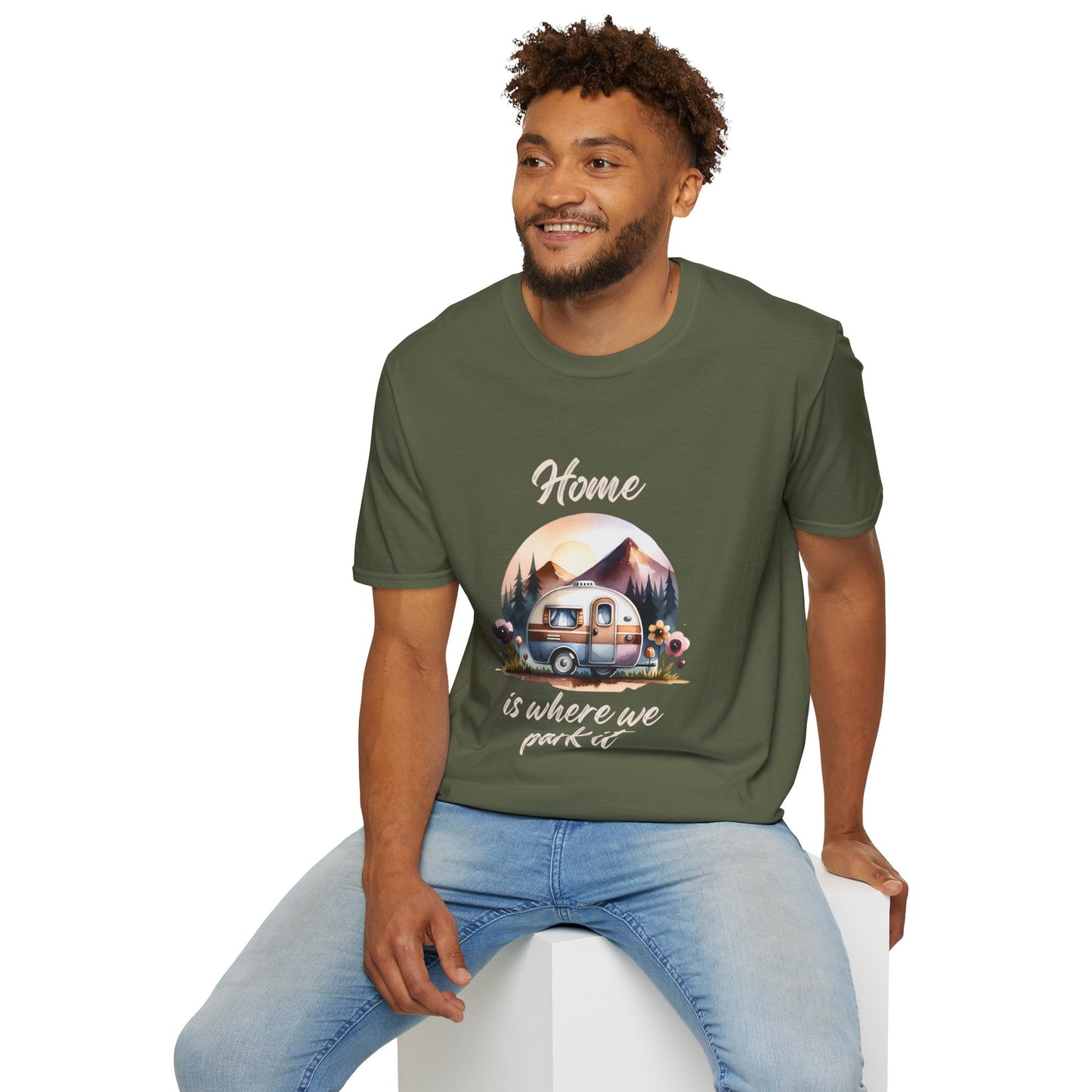 Home Is Where We Park It Tee Road Trip & Camper Retro T-Shirt