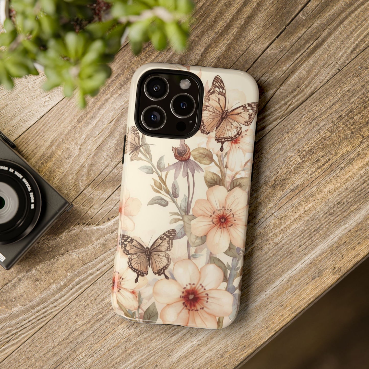 Soft Butterfly & Floral Illustration Tough Protective iPhone Cover