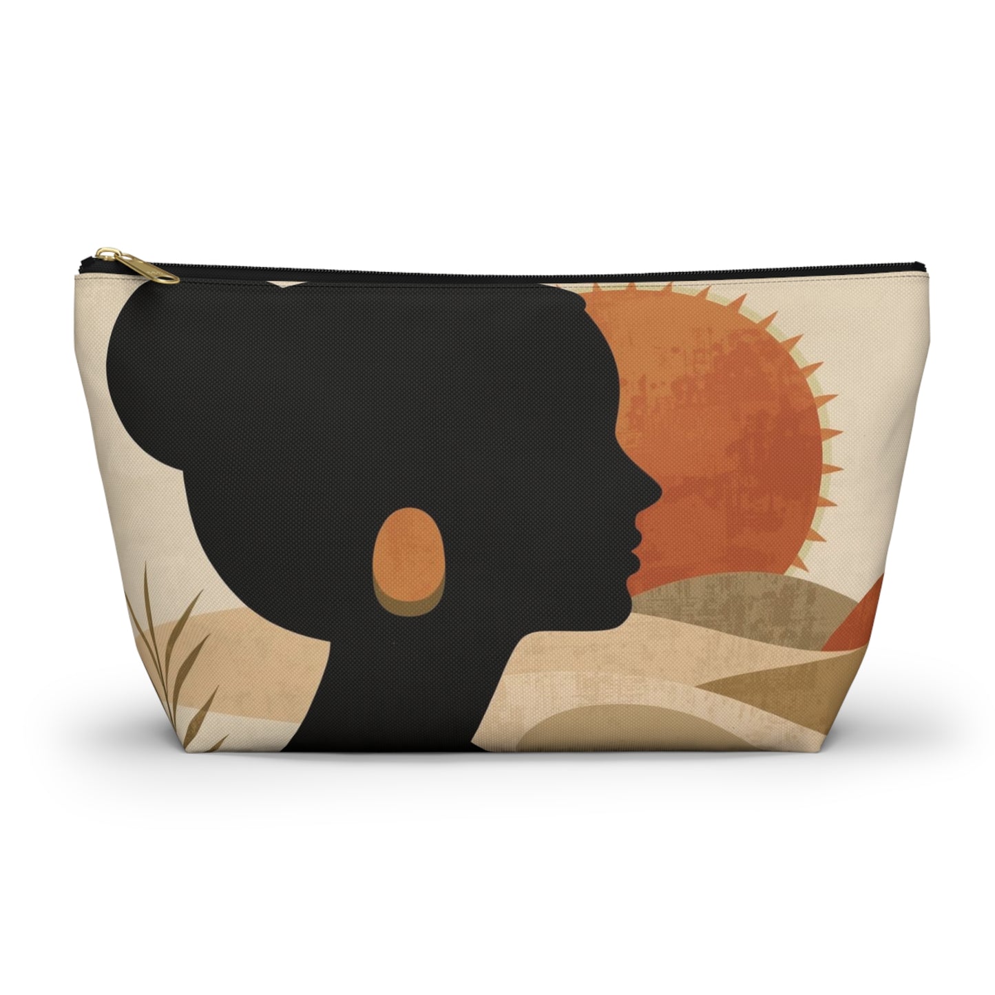 Golden Horizon Abstract Silhouette Makeup Bag | Cosmetic Pouch