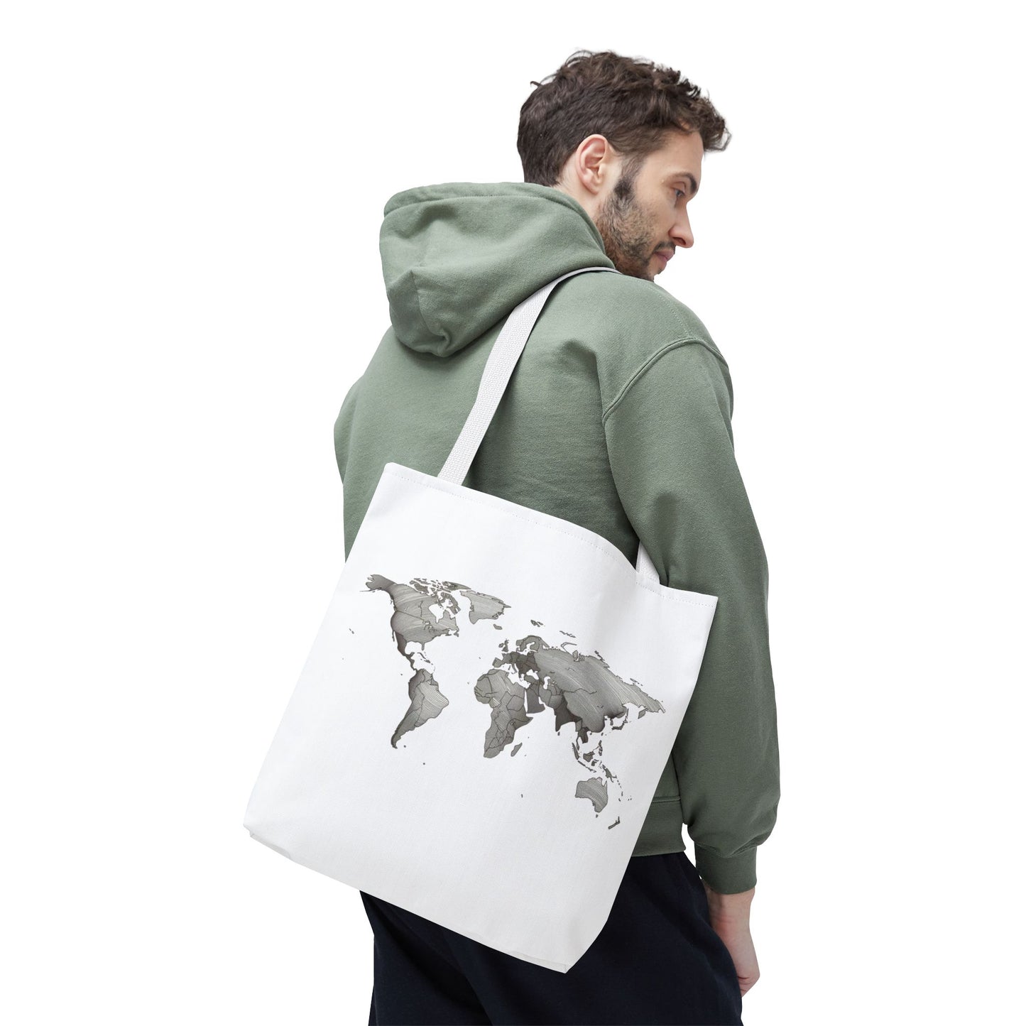 Vintage World Map Minimal Travel Aesthetic Cotton Canvas Tote Bag