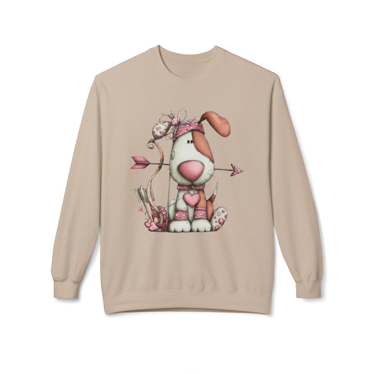 Cupid Puppy Valentine Sweatshirt Cute Dog Design Cozy Love Illustration