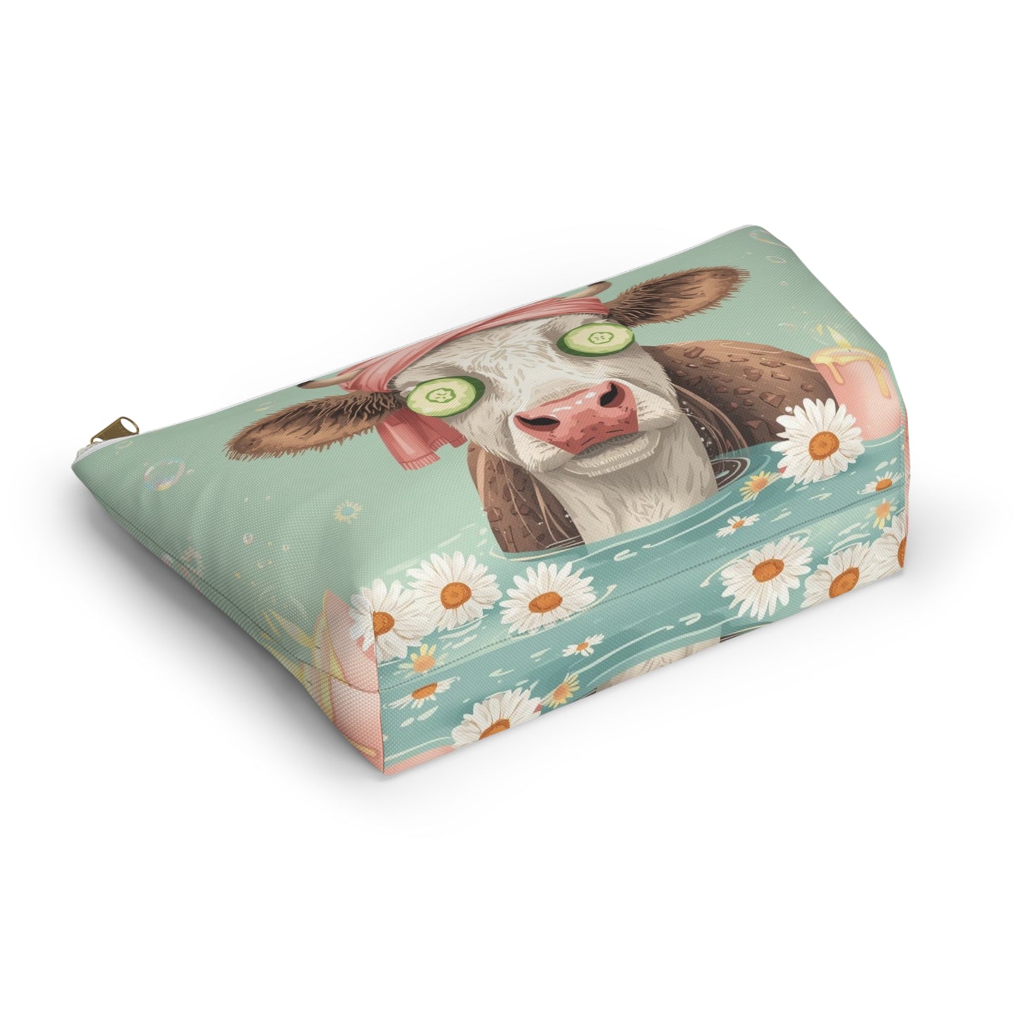 Cow Spa Day Cosmetic Pouch | Cute Makeup Bag