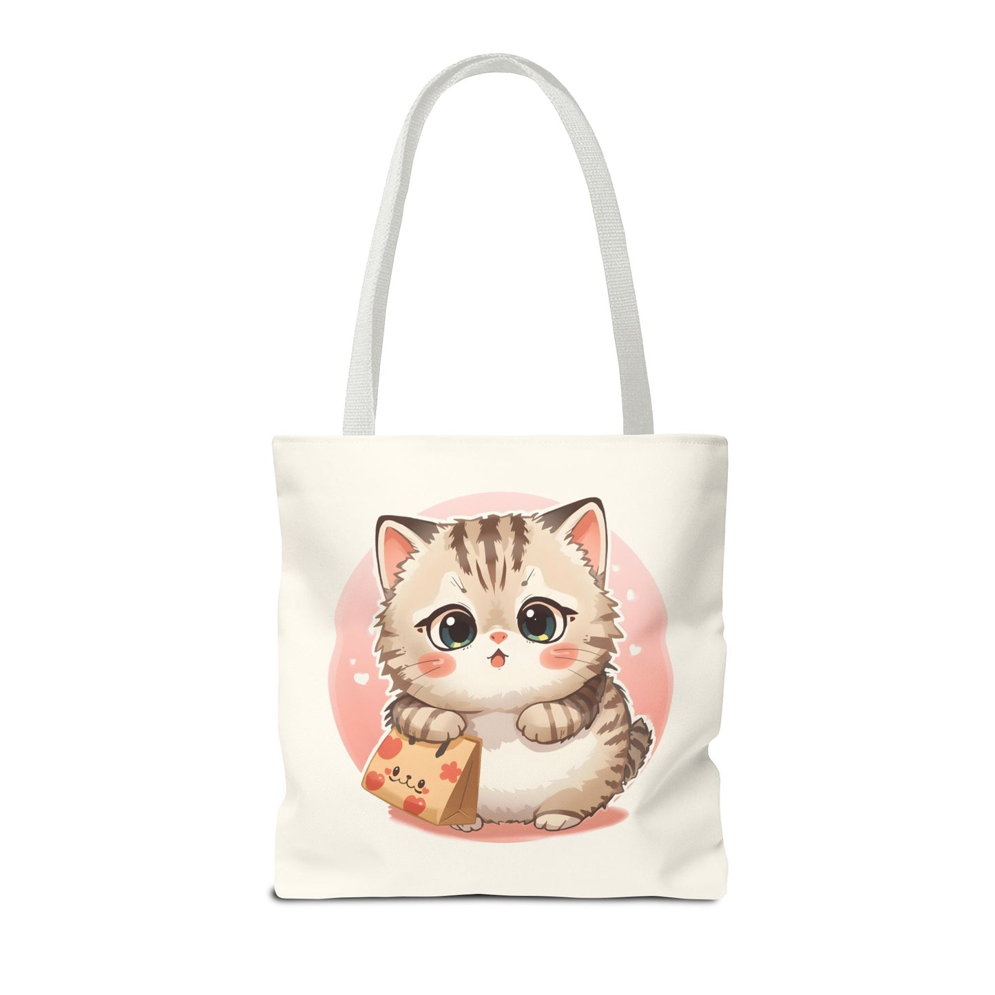 Cute Kitten Shopping Adorable Cat Illustration Cotton Canvas Tote Bag
