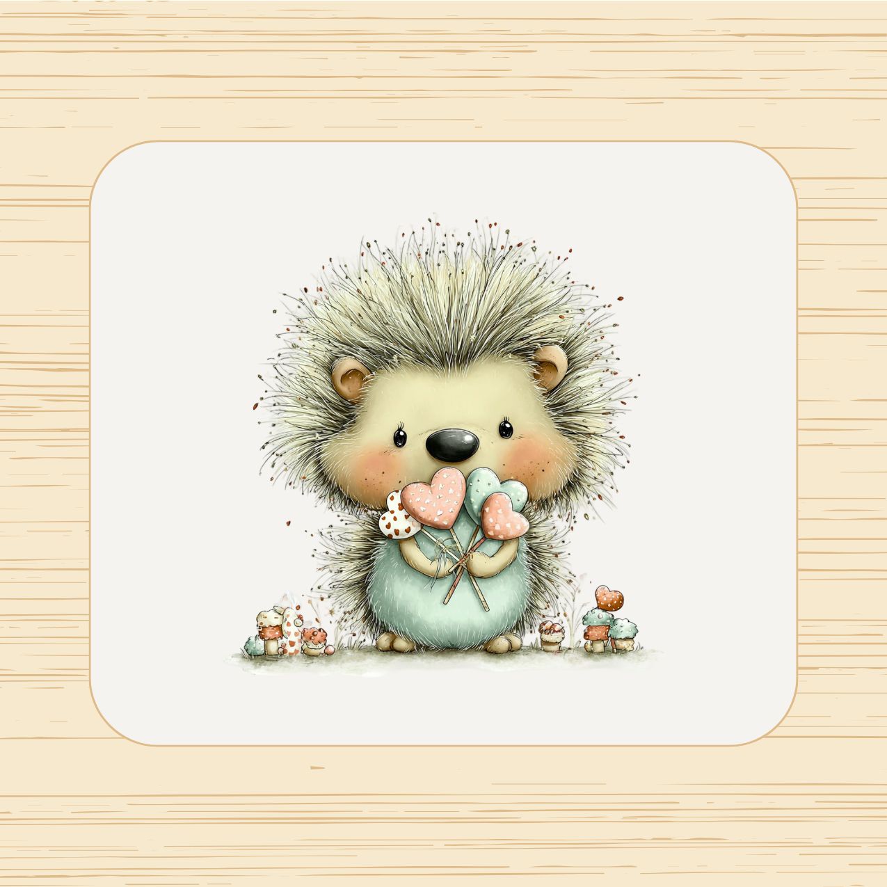 Cute Hedgehog Mouse Pad – Cozy Desk Accessory with Hearts