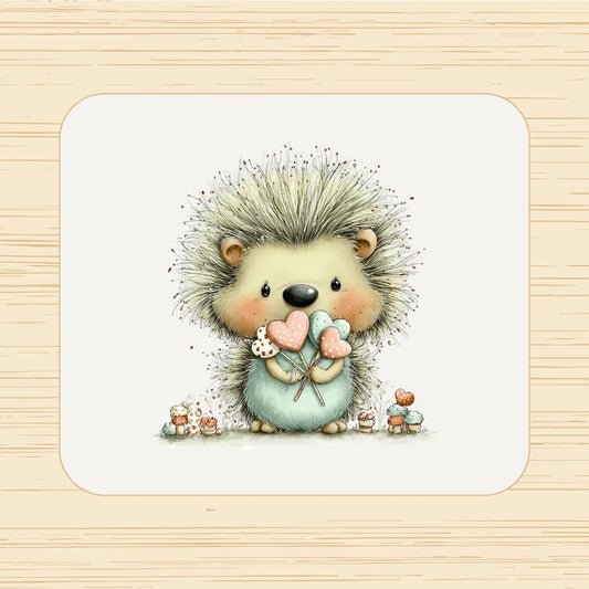 Cute Hedgehog Mouse Pad – Cozy Desk Accessory with Hearts