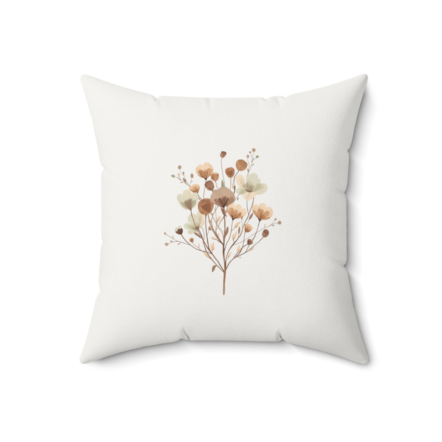 Minimalist Botanical Throw Pillow - Quiet Botanicals No. 14 — Neutral Watercolor Wildflowers Square Throw Pillow