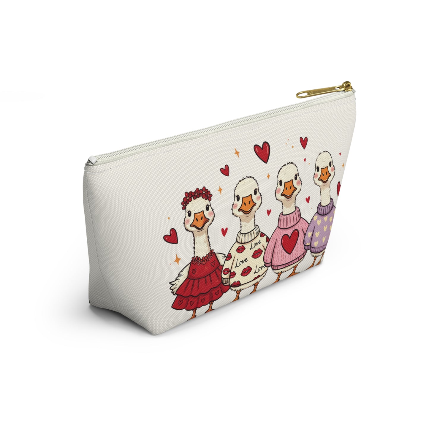 Love Is in the Flock Goose Valentine Makeup Bag Cosmetic Pouch