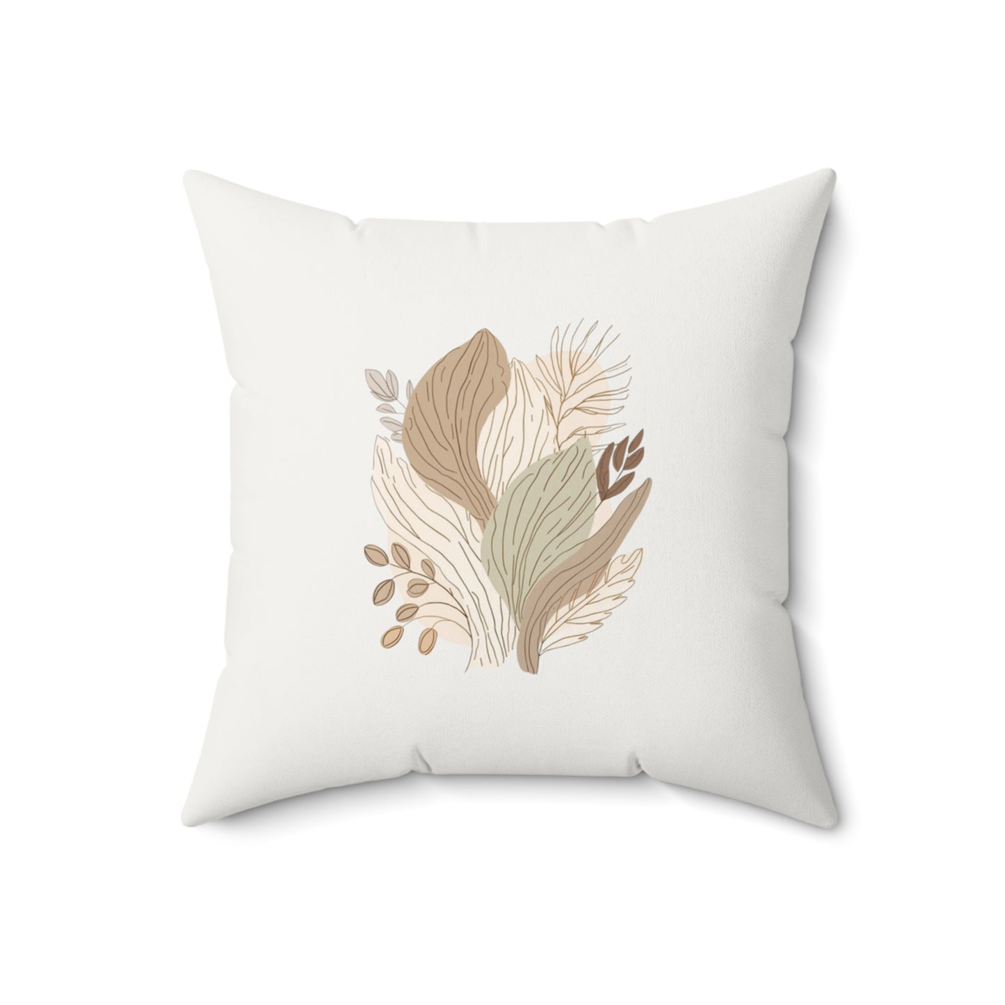 Minimalist Botanical Throw Pillow - Quiet Botanicals No. 13 — Neutral Watercolor Wildflowers Square Throw Pillow