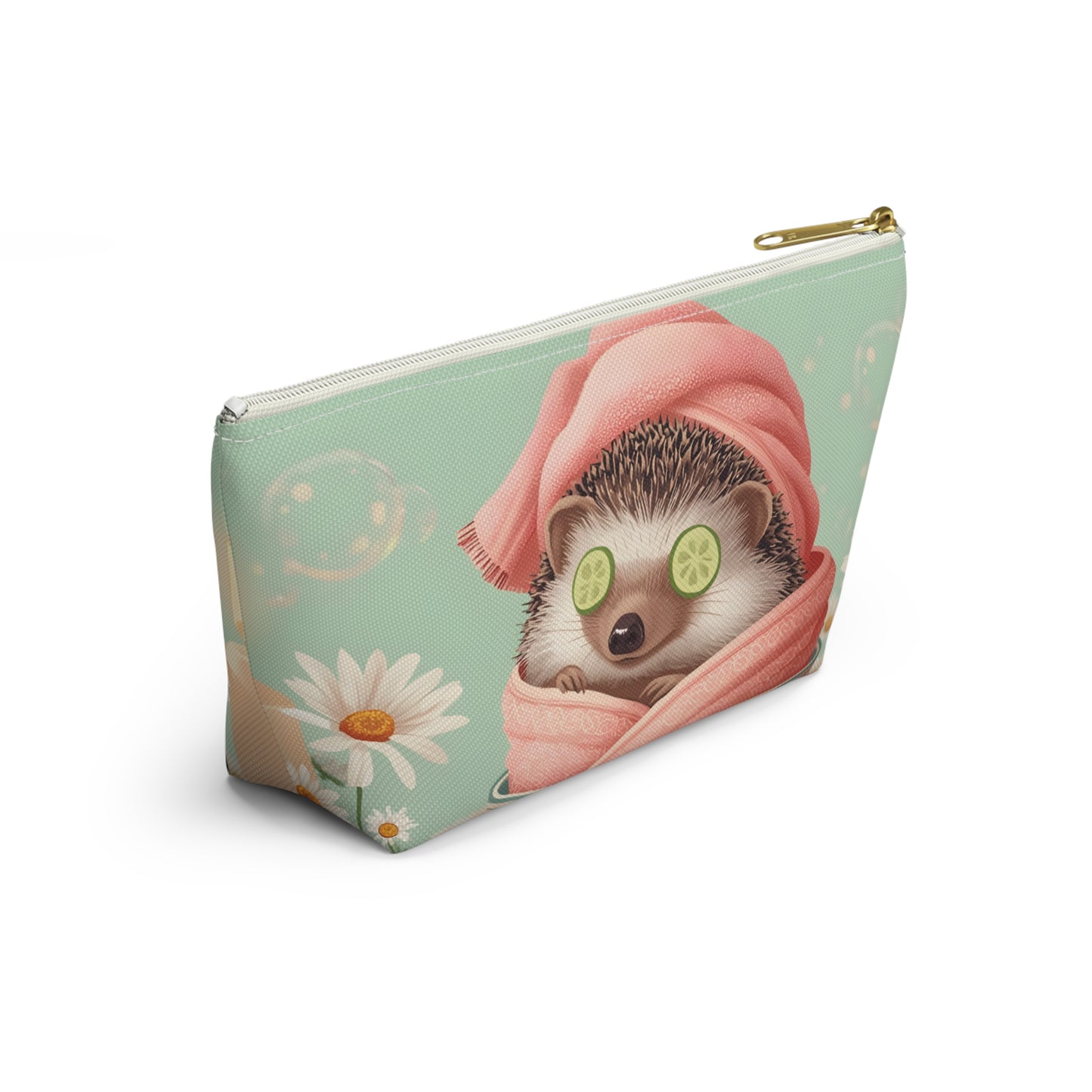 Hedgehog Spa Day Cosmetic Pouch | Cute Makeup Bag