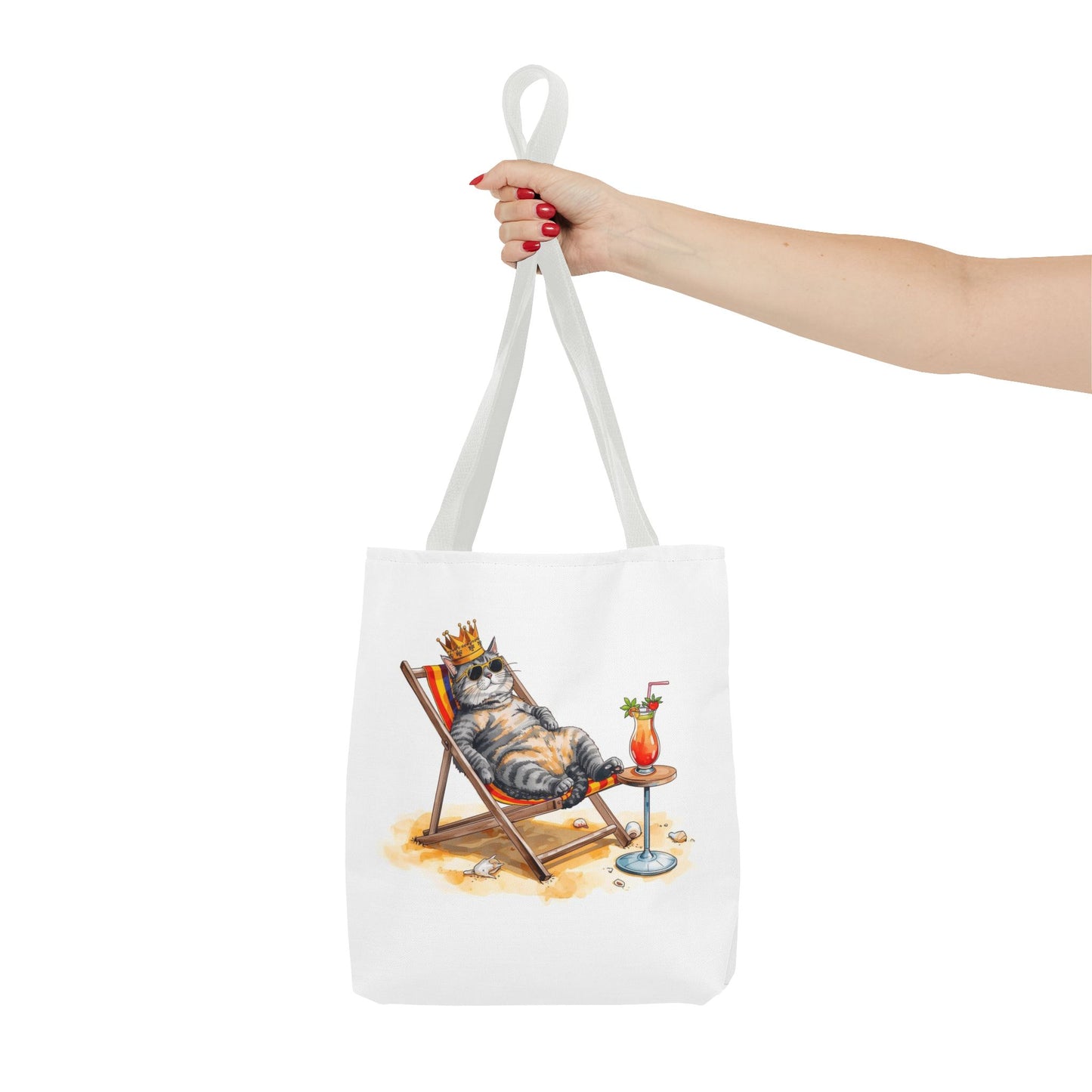 Living the Good Life Cat Playful Animal Illustration Cotton Canvas Tote Bag