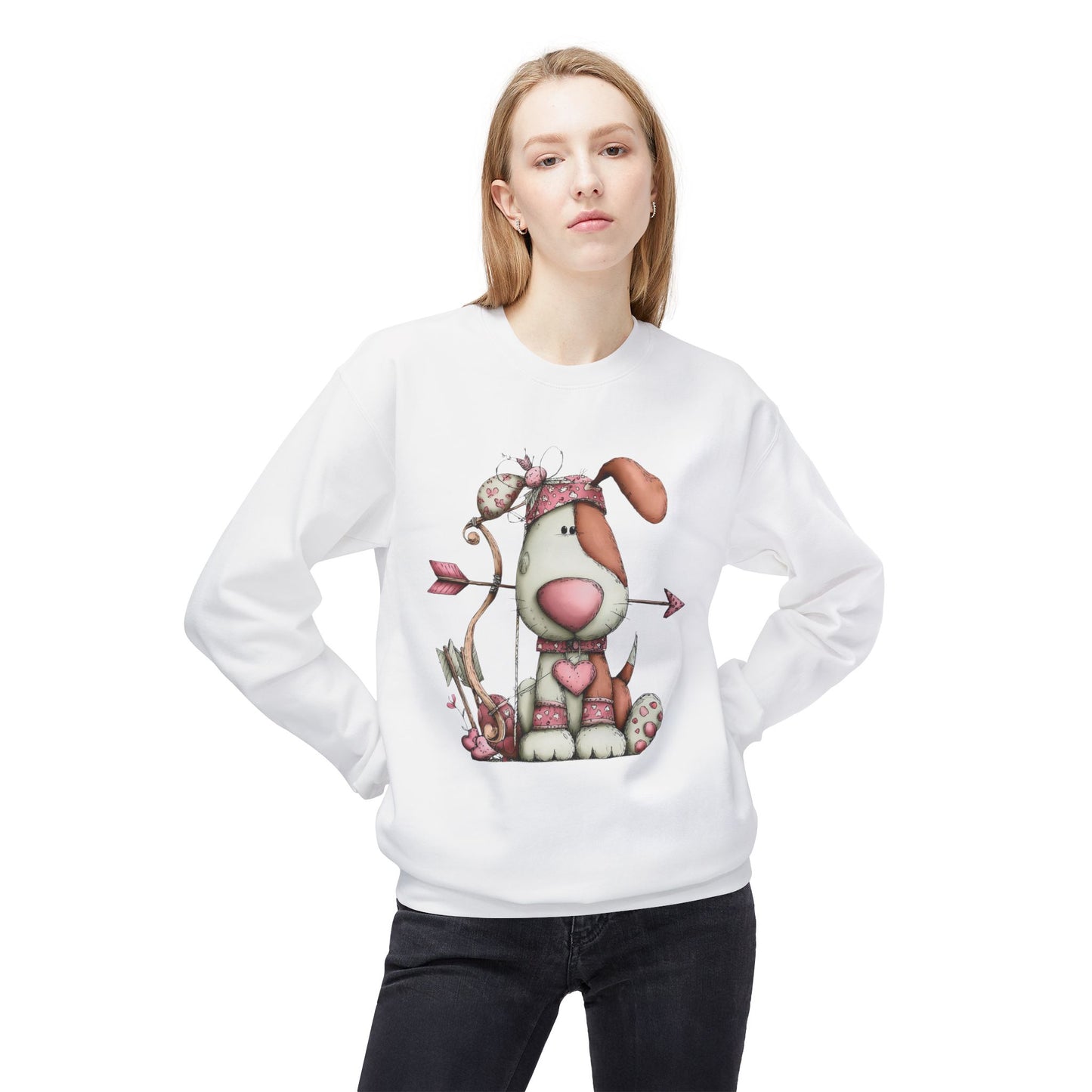 Cupid Puppy Valentine Sweatshirt Cute Dog Design Cozy Love Illustration