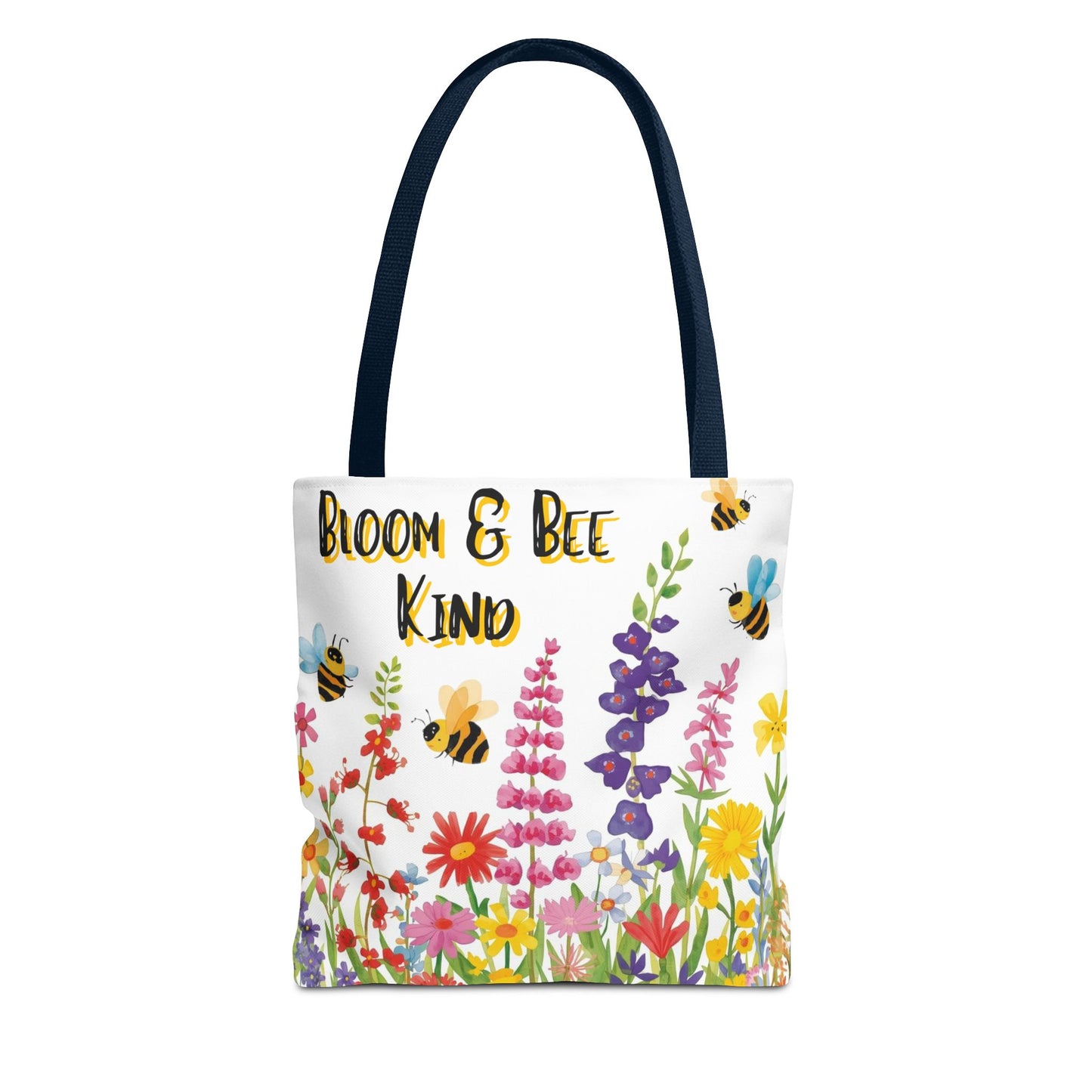 Bloom & Bee Kind Floral Bee Illustration Cotton Canvas Tote Bag