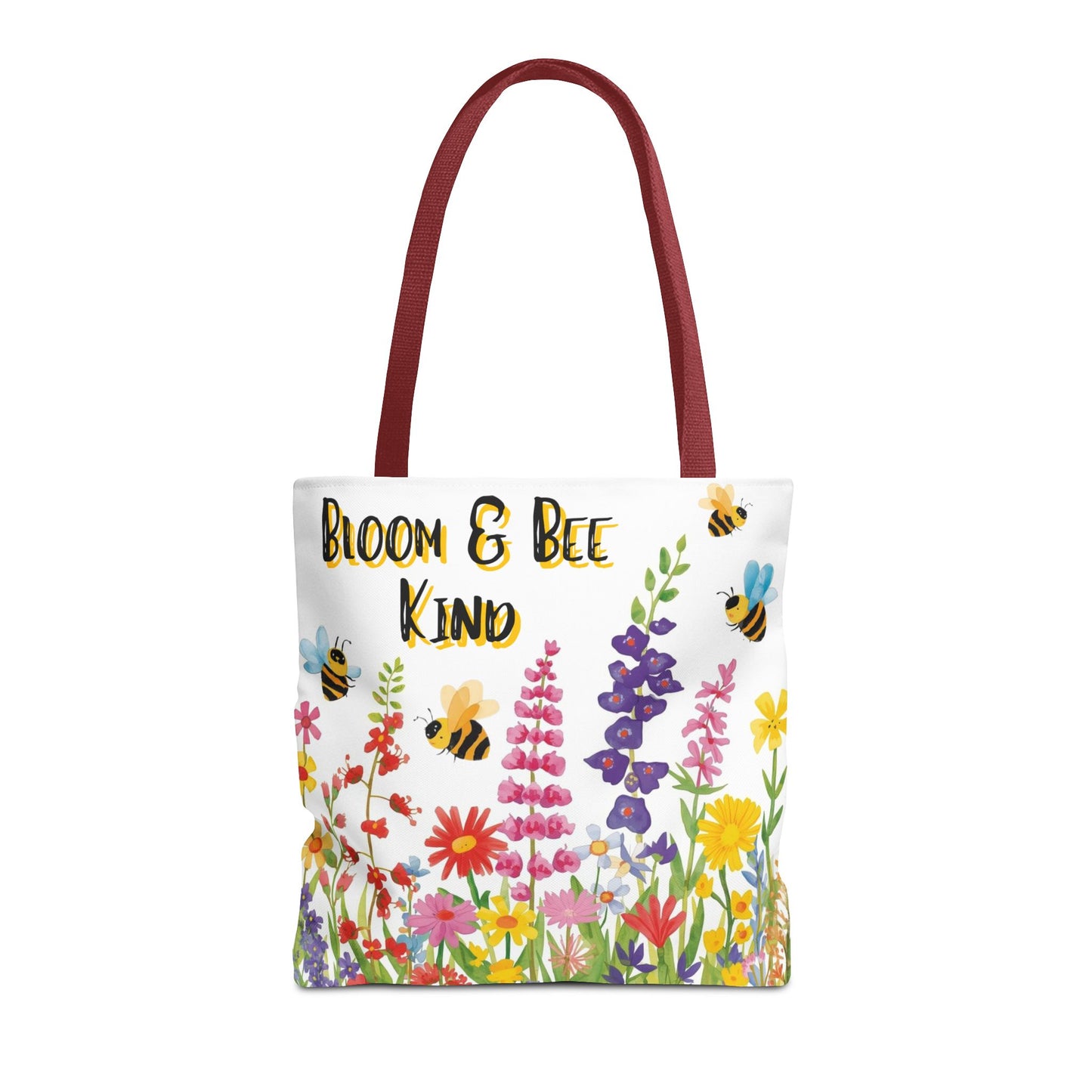 Bloom & Bee Kind Floral Bee Illustration Cotton Canvas Tote Bag