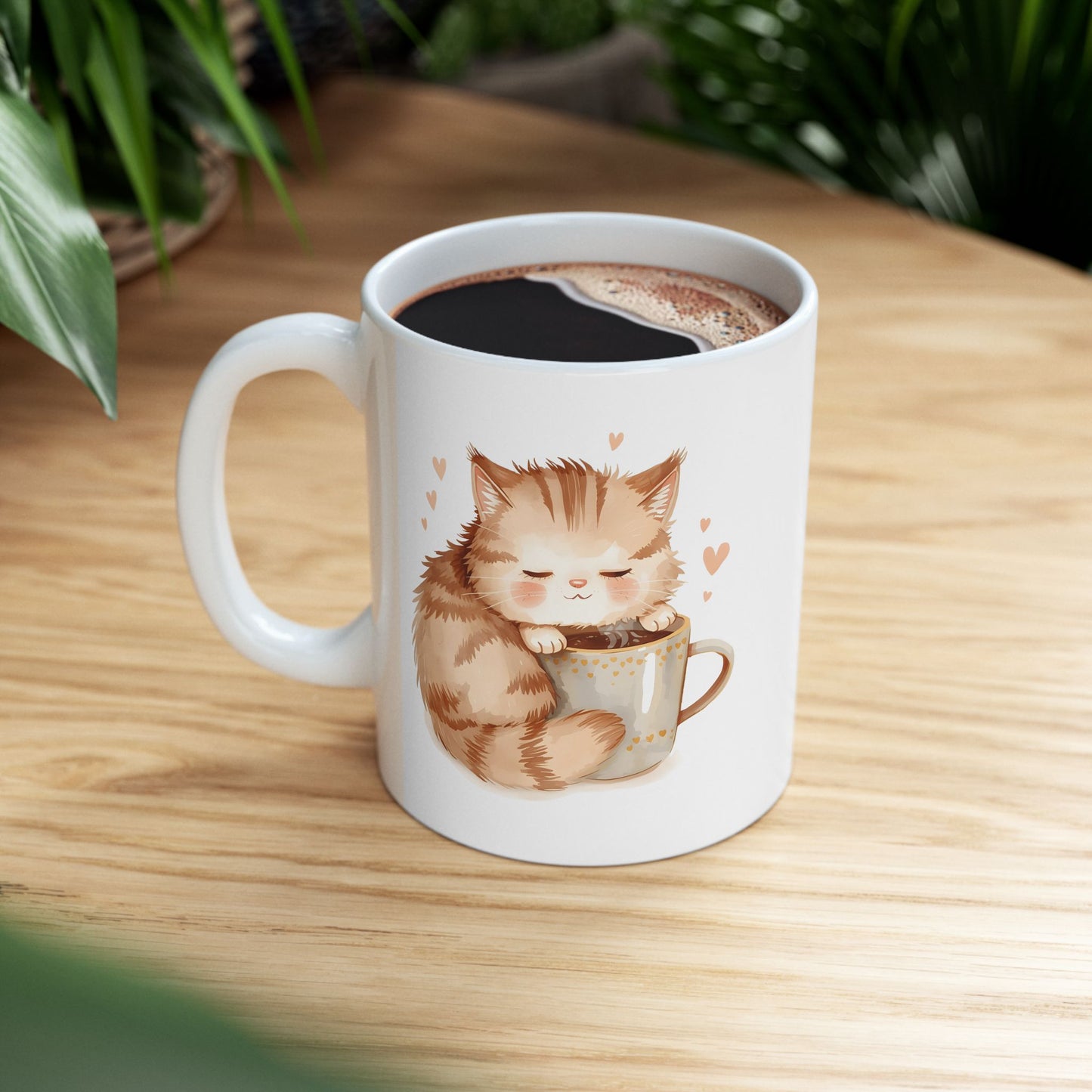 Sleepy Cat Coffee Mug Cute Cozy Cat Cup (11oz, 15oz)