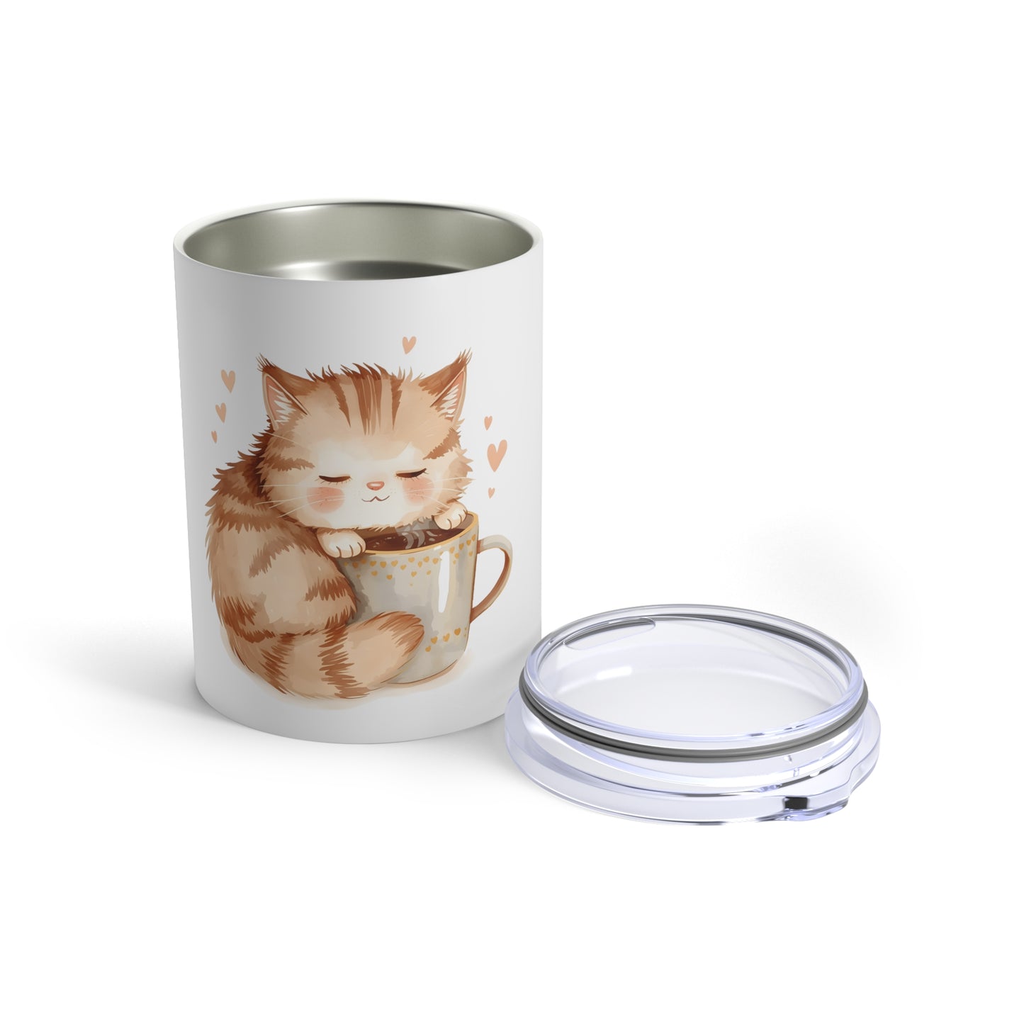 Sleepy Cat Cozy Tumbler – 10oz Insulated Cute Cat Coffee Travel Mug