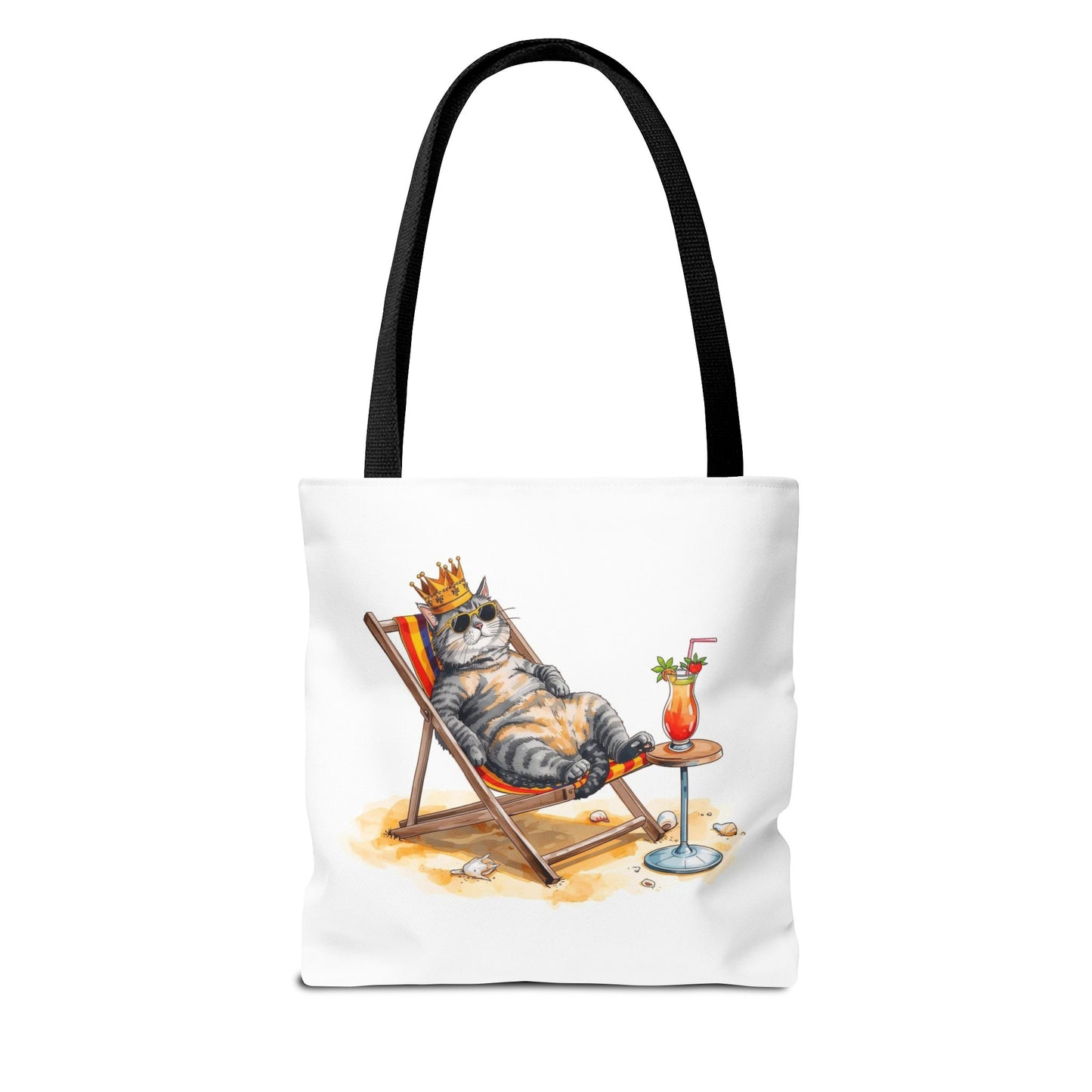 Living the Good Life Cat Playful Animal Illustration Cotton Canvas Tote Bag