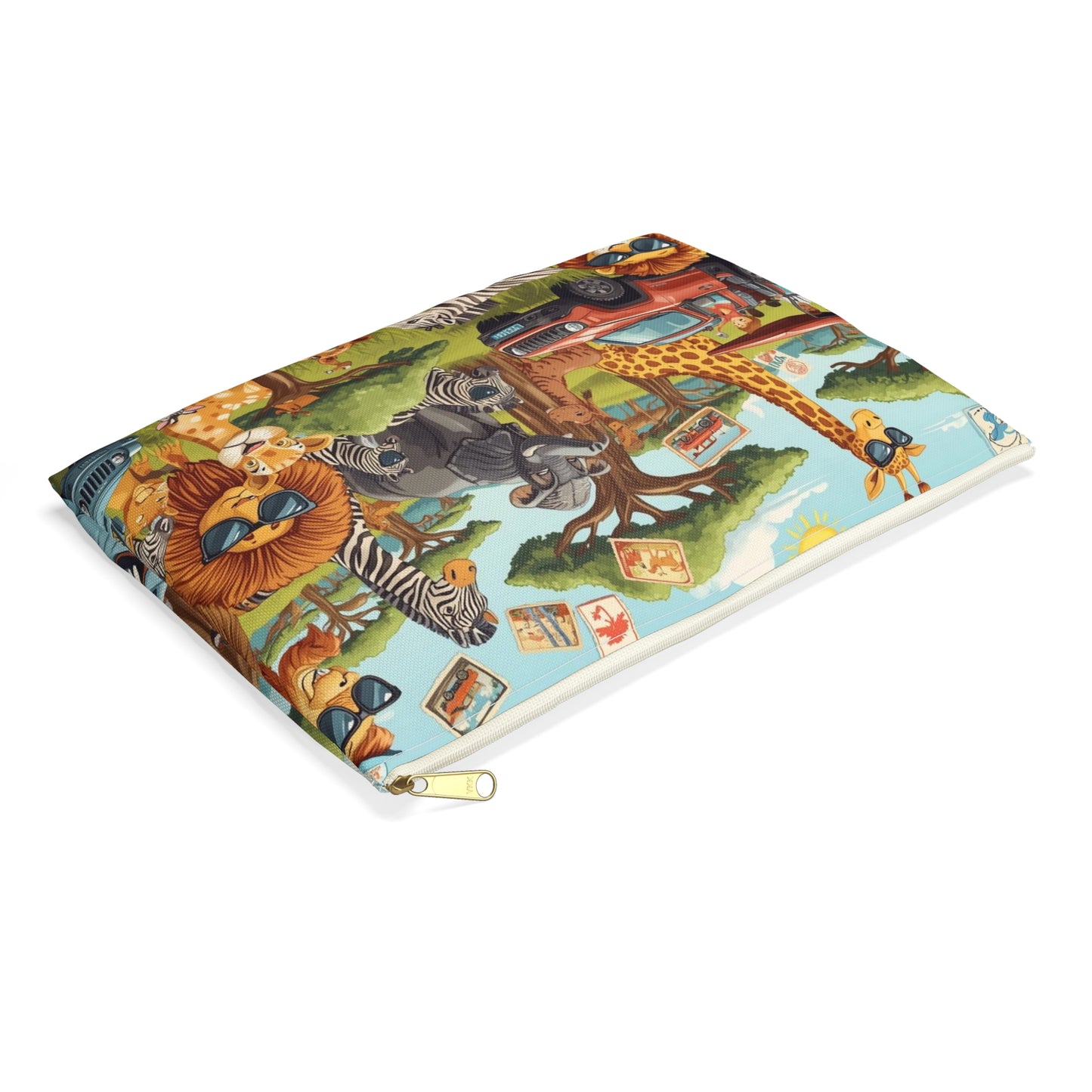Safari Adventure Cartoon Wildlife Travel & Passport Pouch