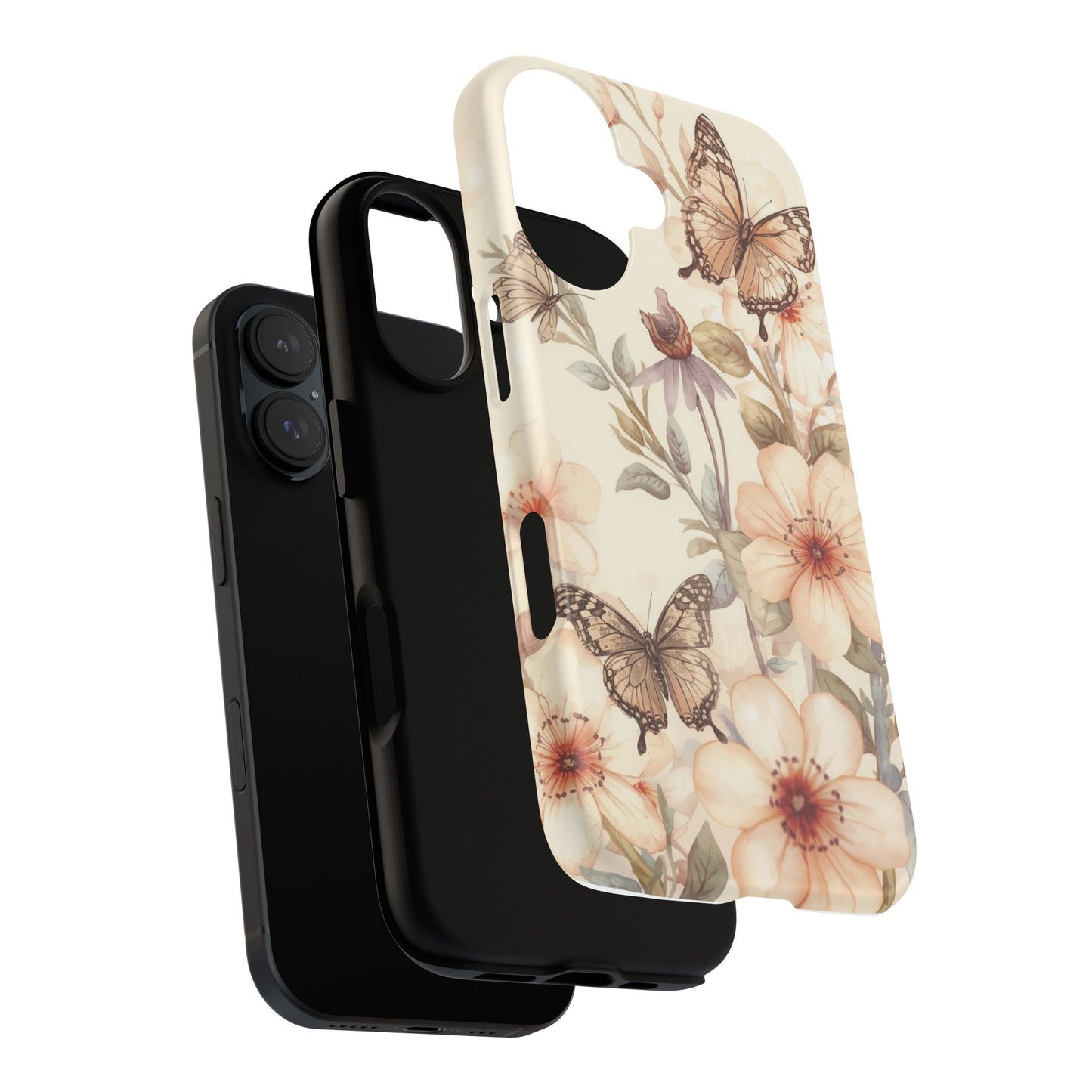 Soft Butterfly & Floral Illustration Tough Protective iPhone Cover
