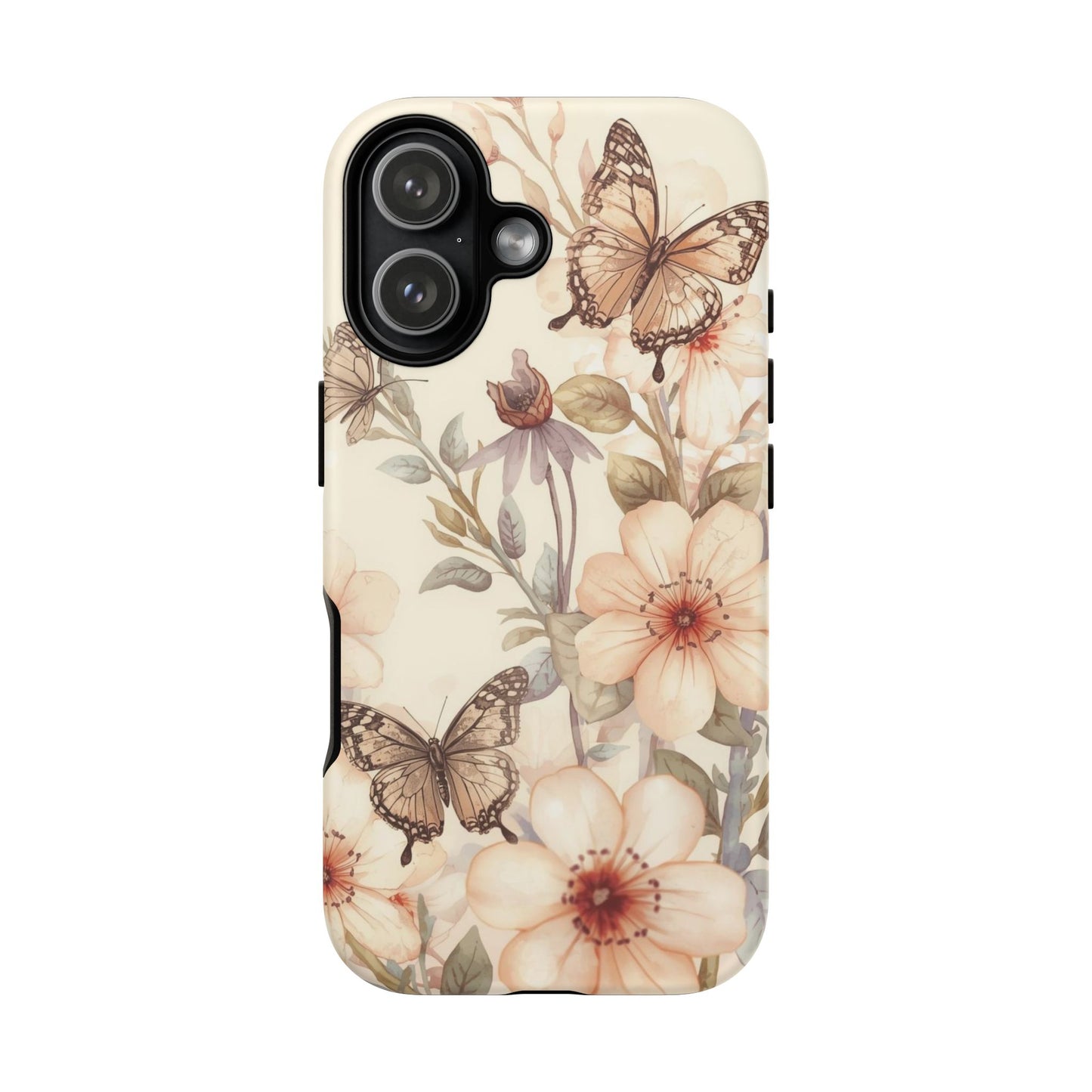 Soft Butterfly & Floral Illustration Tough Protective iPhone Cover