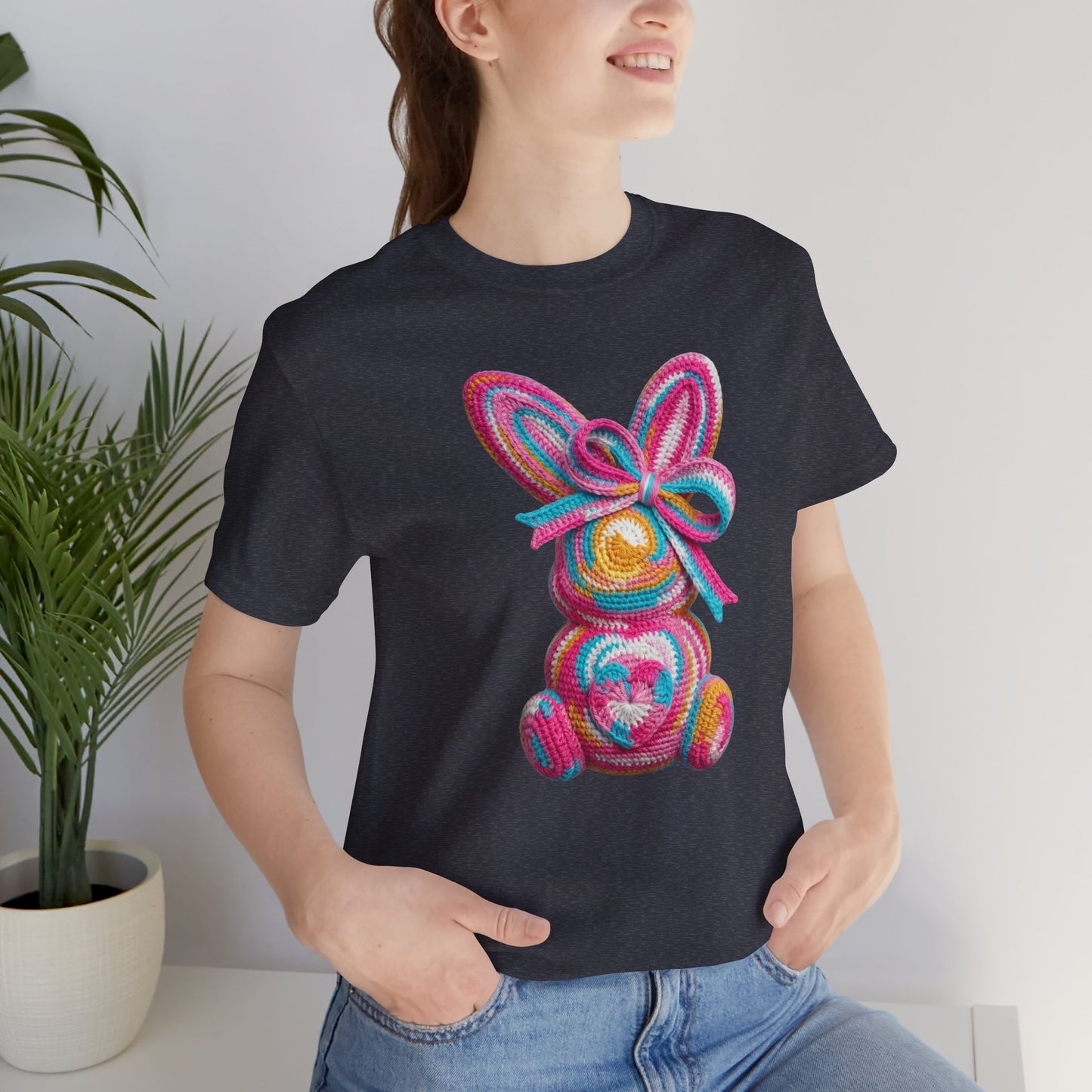 Crochet Easter Bunny with Heart Detail Spring Design T-shirt