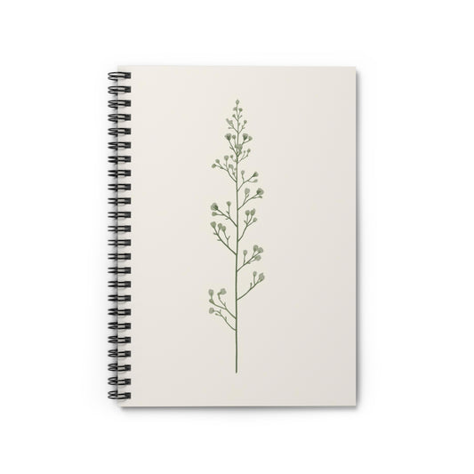 Quiet Botanicals Minimal Spiral Notebook Ruled Journal for Notes & Planning