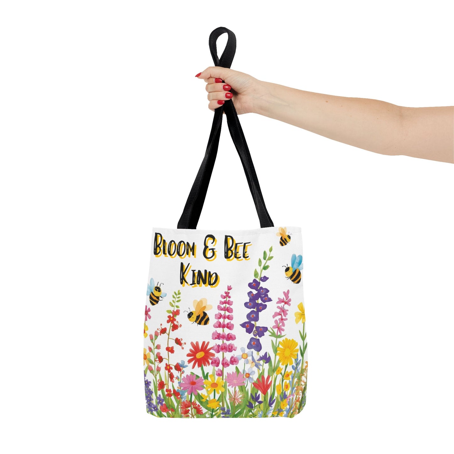 Bloom & Bee Kind Floral Bee Illustration Cotton Canvas Tote Bag