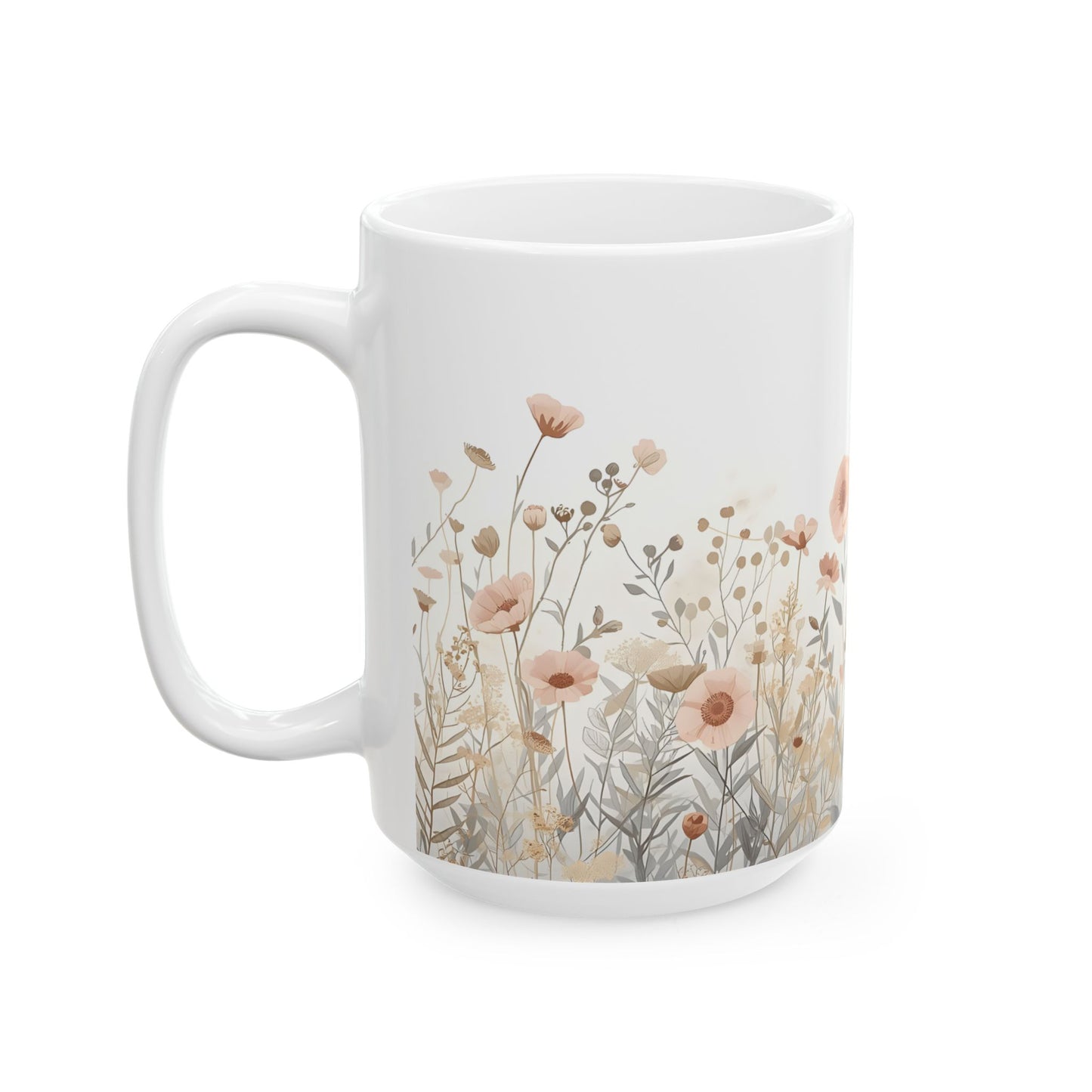 Quiet Botanicals Wildflower Ceramic Mug Coffee Cup (11oz, 15oz)