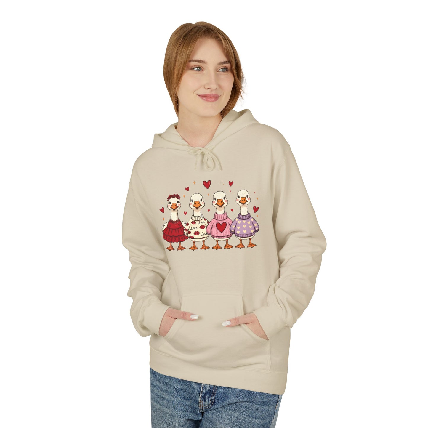 Love Is In The Flock - Cute Valentine Hoodie Cozy Love Illustration