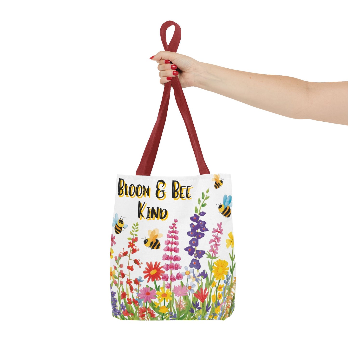 Bloom & Bee Kind Floral Bee Illustration Cotton Canvas Tote Bag