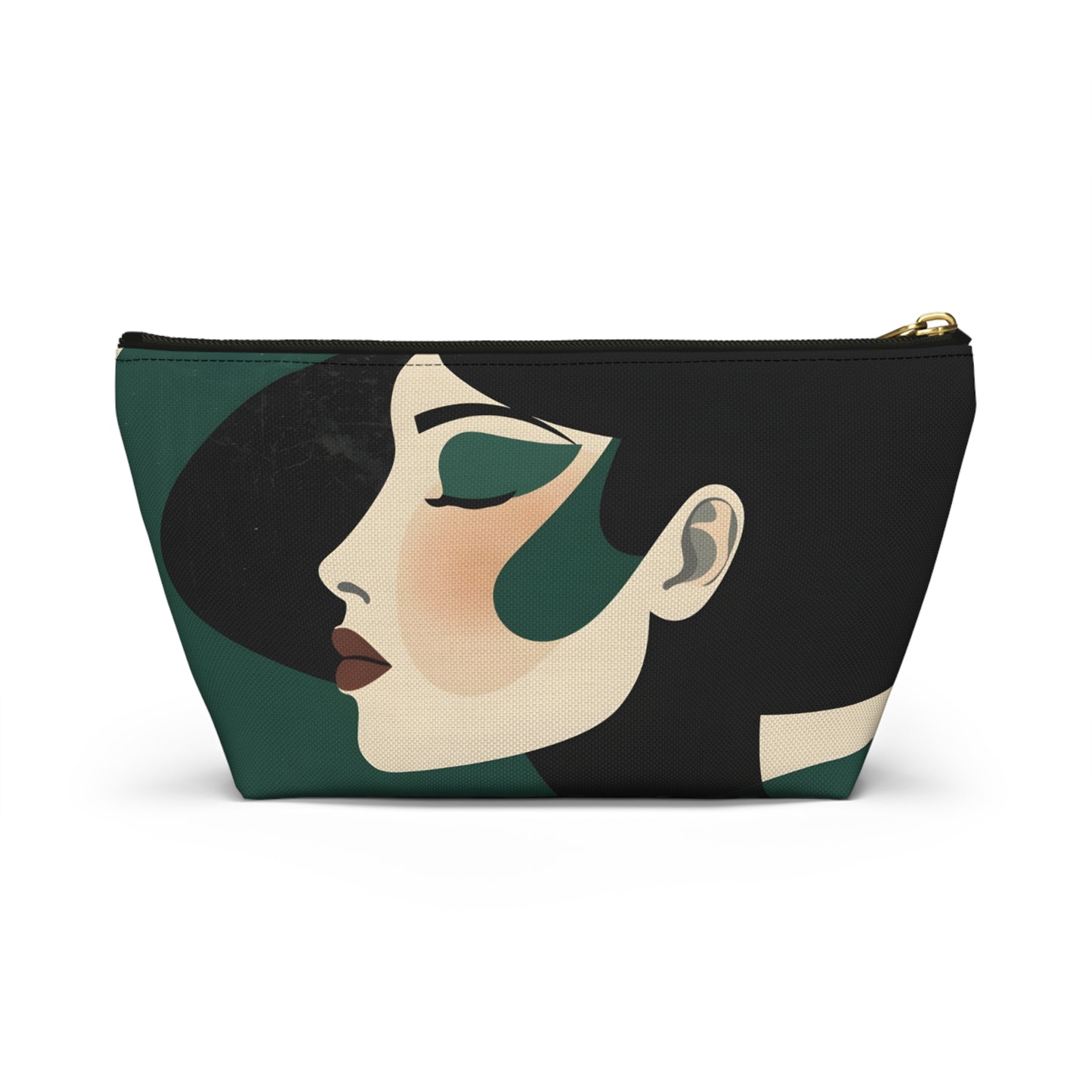 Emerald Profile Modern Silhouette Makeup Bag | Cosmetic Pouch
