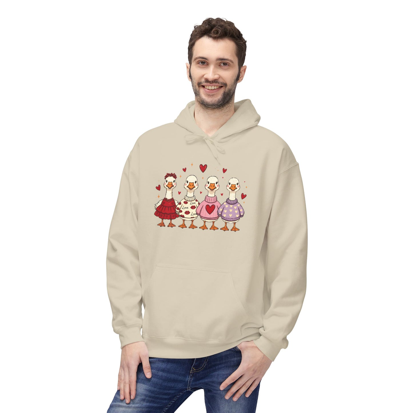 Love Is In The Flock - Cute Valentine Hoodie Cozy Love Illustration