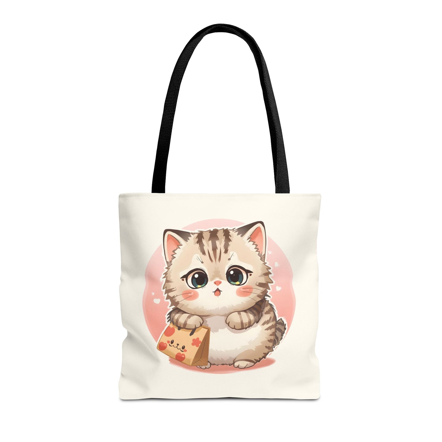 Cute Kitten Shopping Adorable Cat Illustration Cotton Canvas Tote Bag