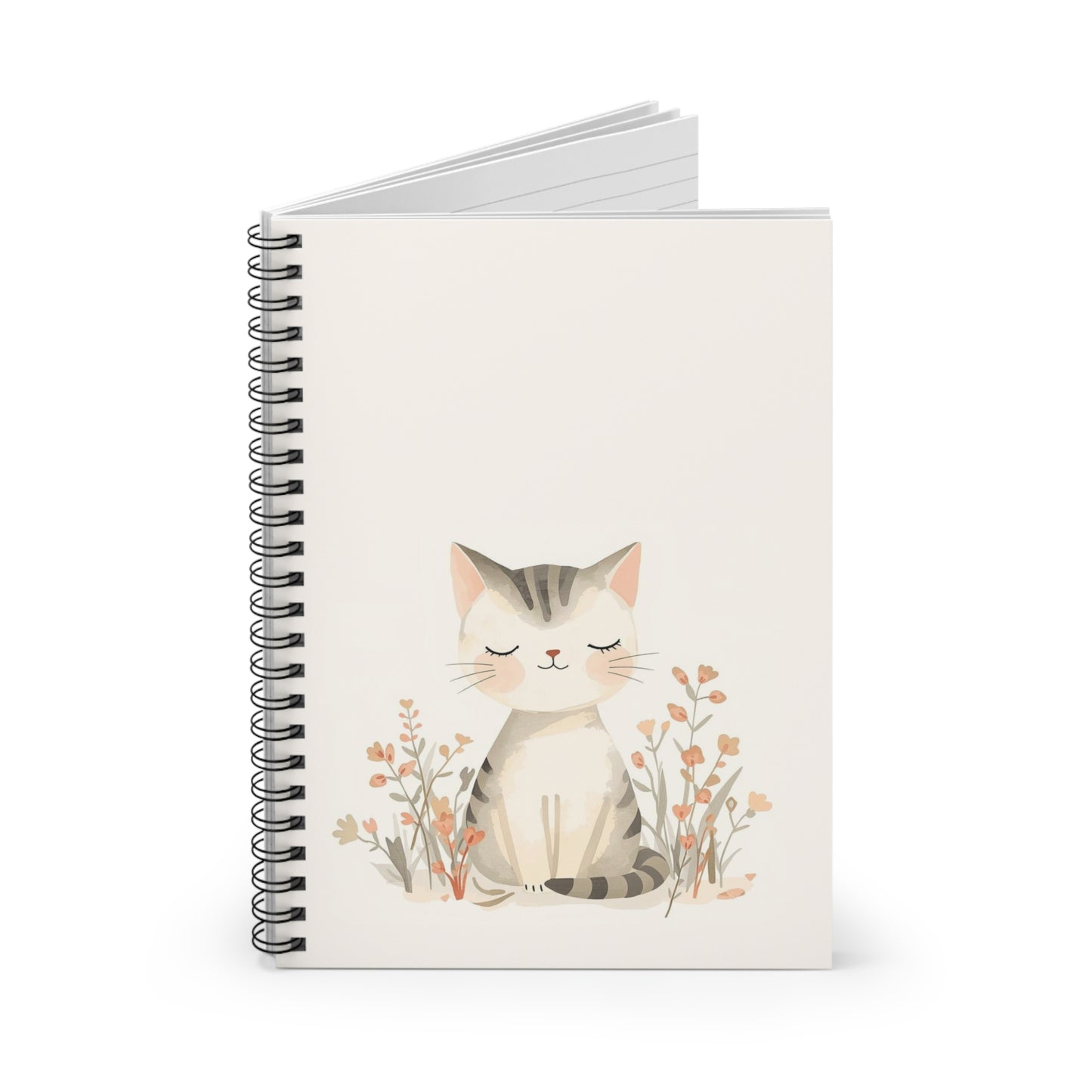 Kitten in Bloom Spiral Notebook Ruled Lined Journal for Notes & Planning